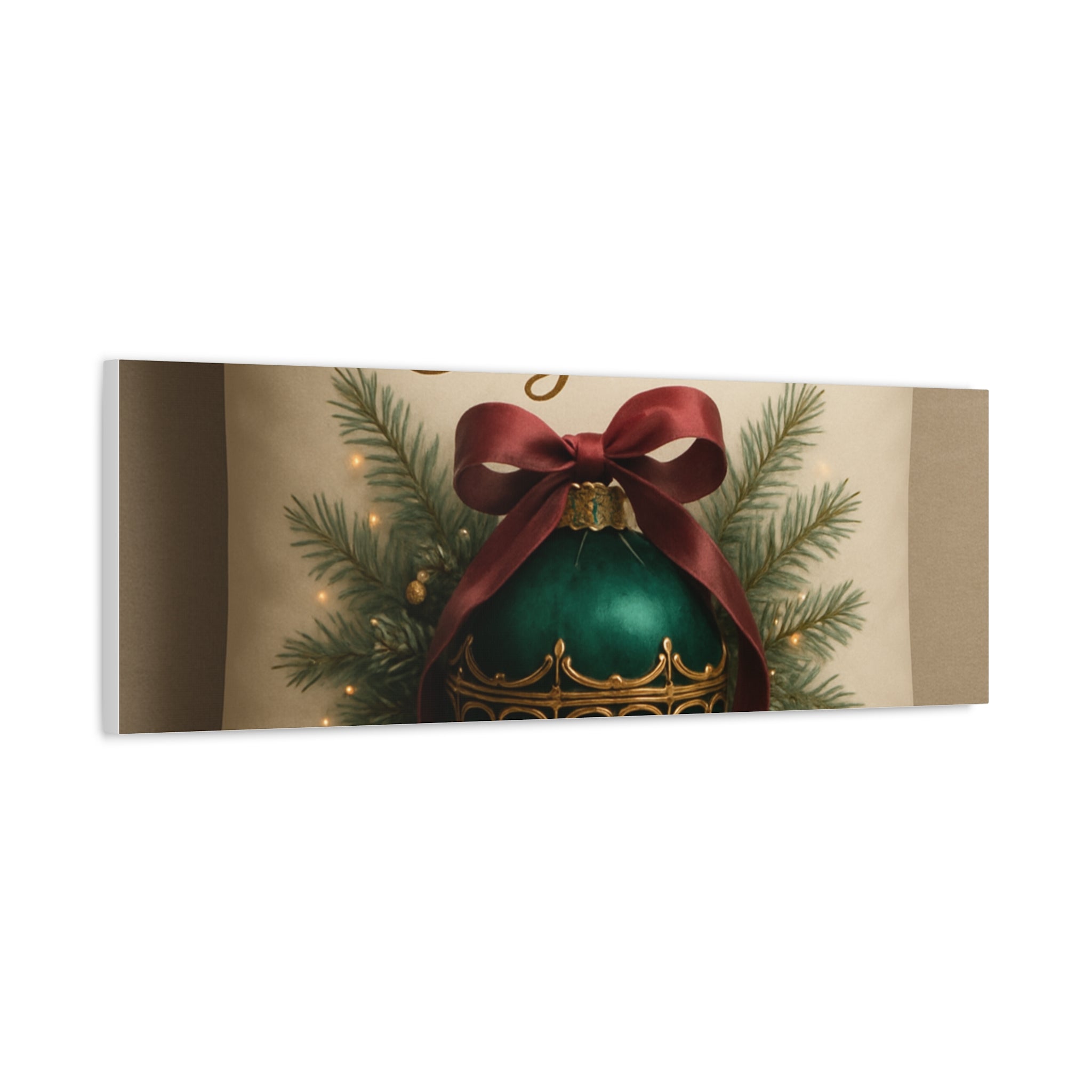 Festive Elegance Christmas Canvas Wall Art — Green Ornament Holiday Decor