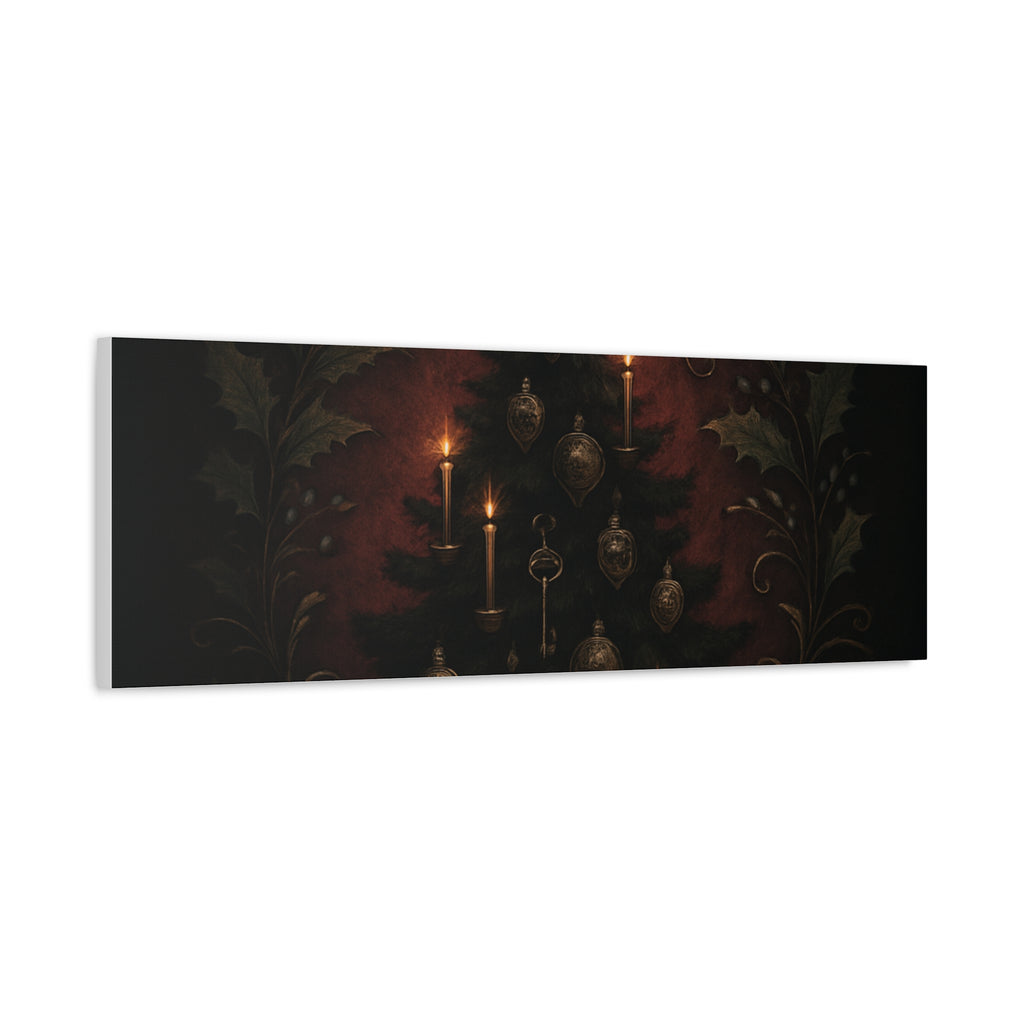 Elegance Christmas Canvas Wall Art — Vintage Candlelit Tree Matte Stretched Print
