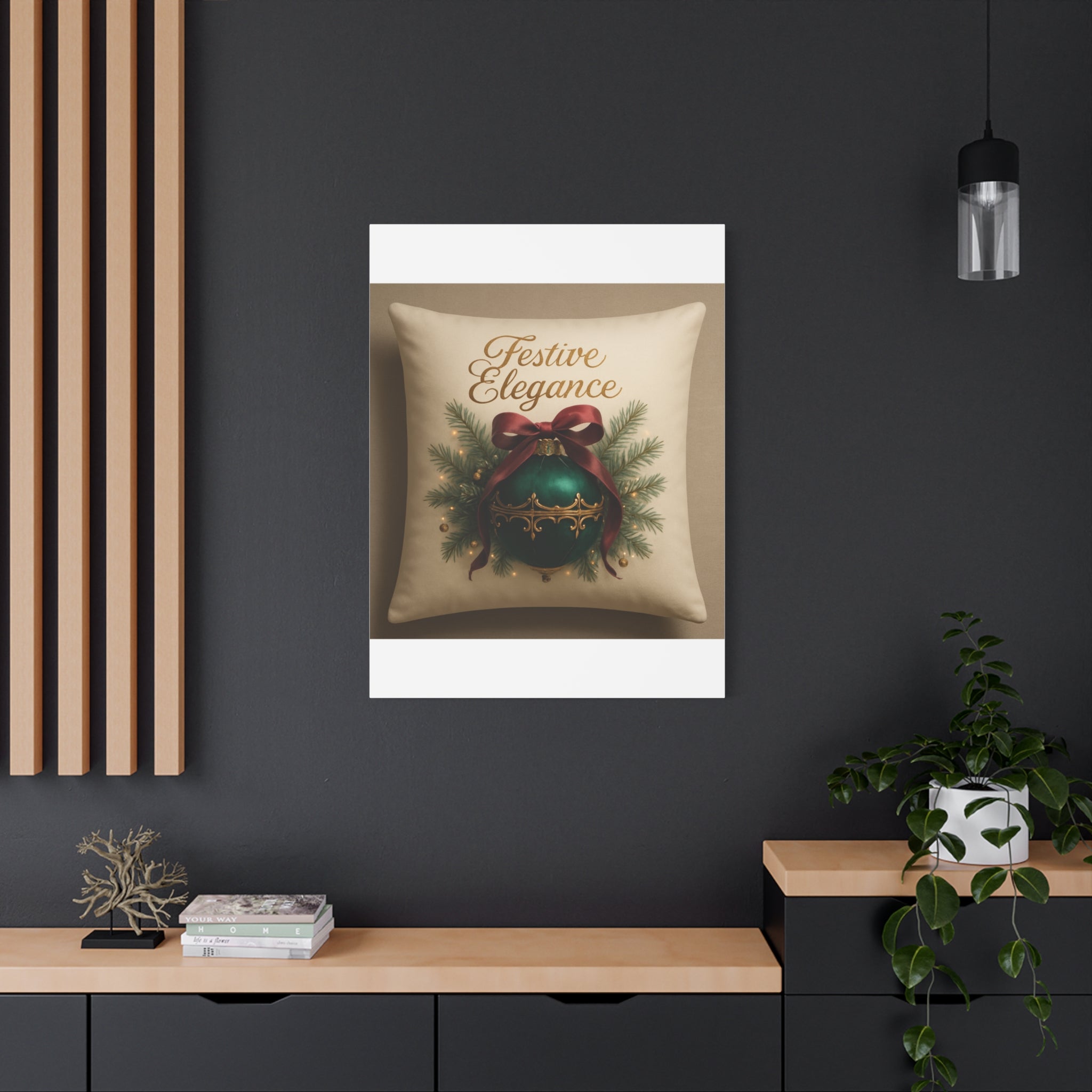 Festive Elegance Christmas Canvas Wall Art — Green Ornament Holiday Decor