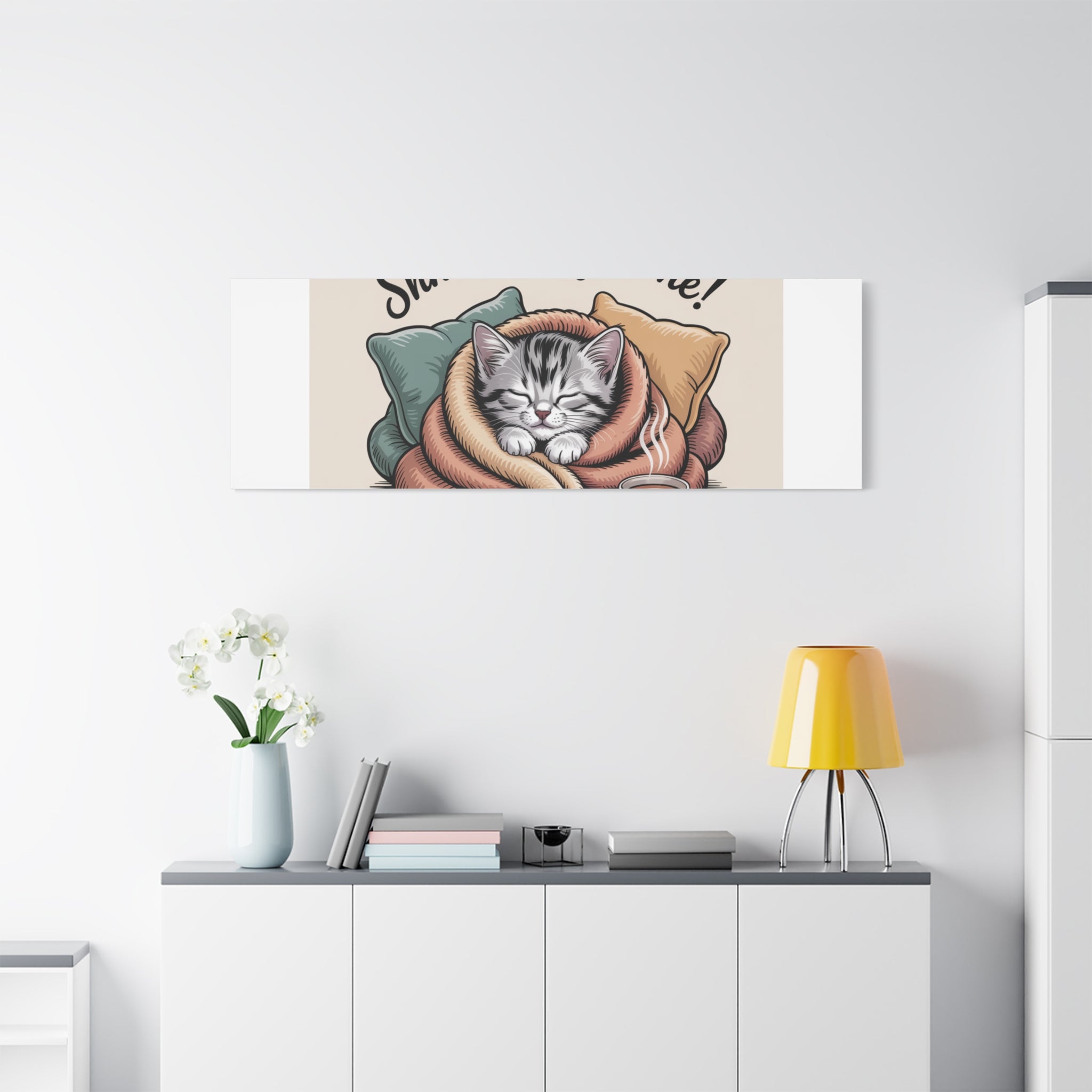 Cozy Cat Canvas Print — "Shhh... Cozy Time!" Matte Stretched Wall Art