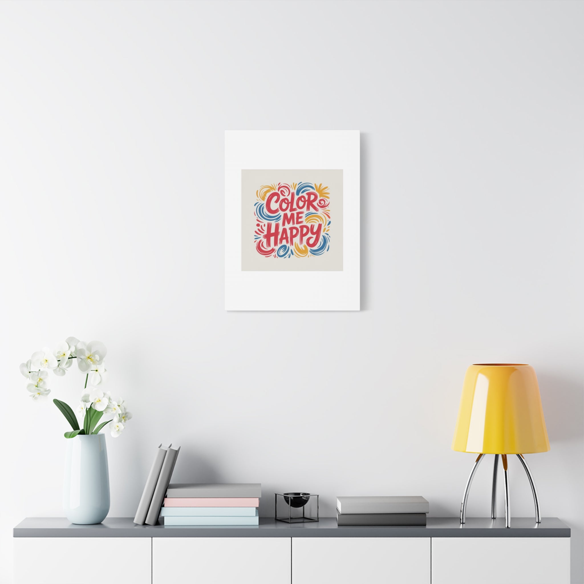 Color Me Happy Canvas Wall Art — Bright Hand-Lettered Inspirational Print
