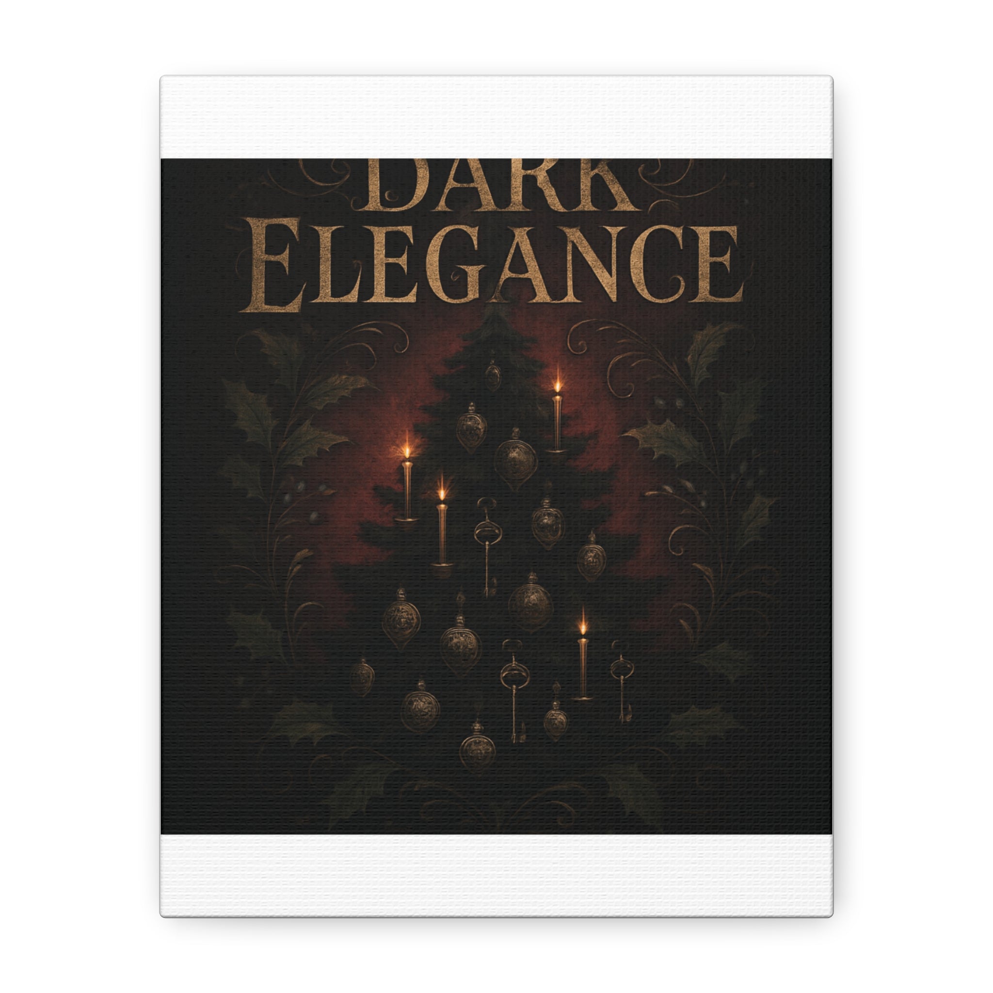 Elegance Christmas Canvas Wall Art — Vintage Candlelit Tree Matte Stretched Print