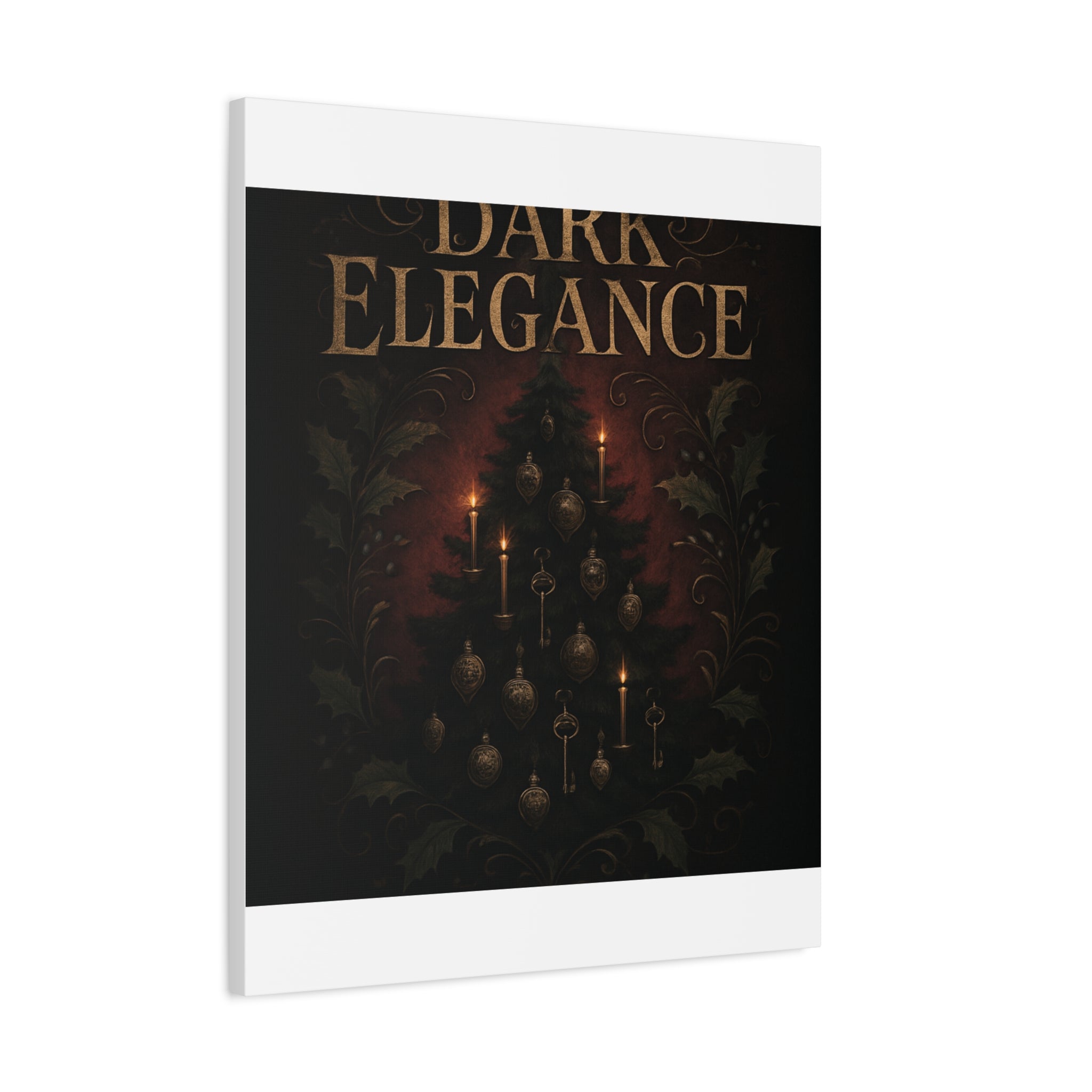 Elegance Christmas Canvas Wall Art — Vintage Candlelit Tree Matte Stretched Print