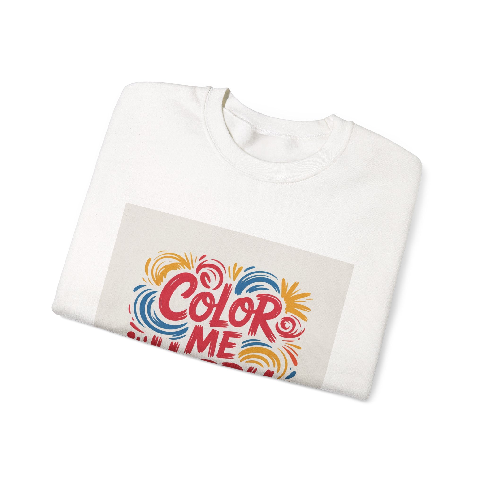 Color Me Happy Crewneck Sweatshirt — Bright Retro Typography Pullover