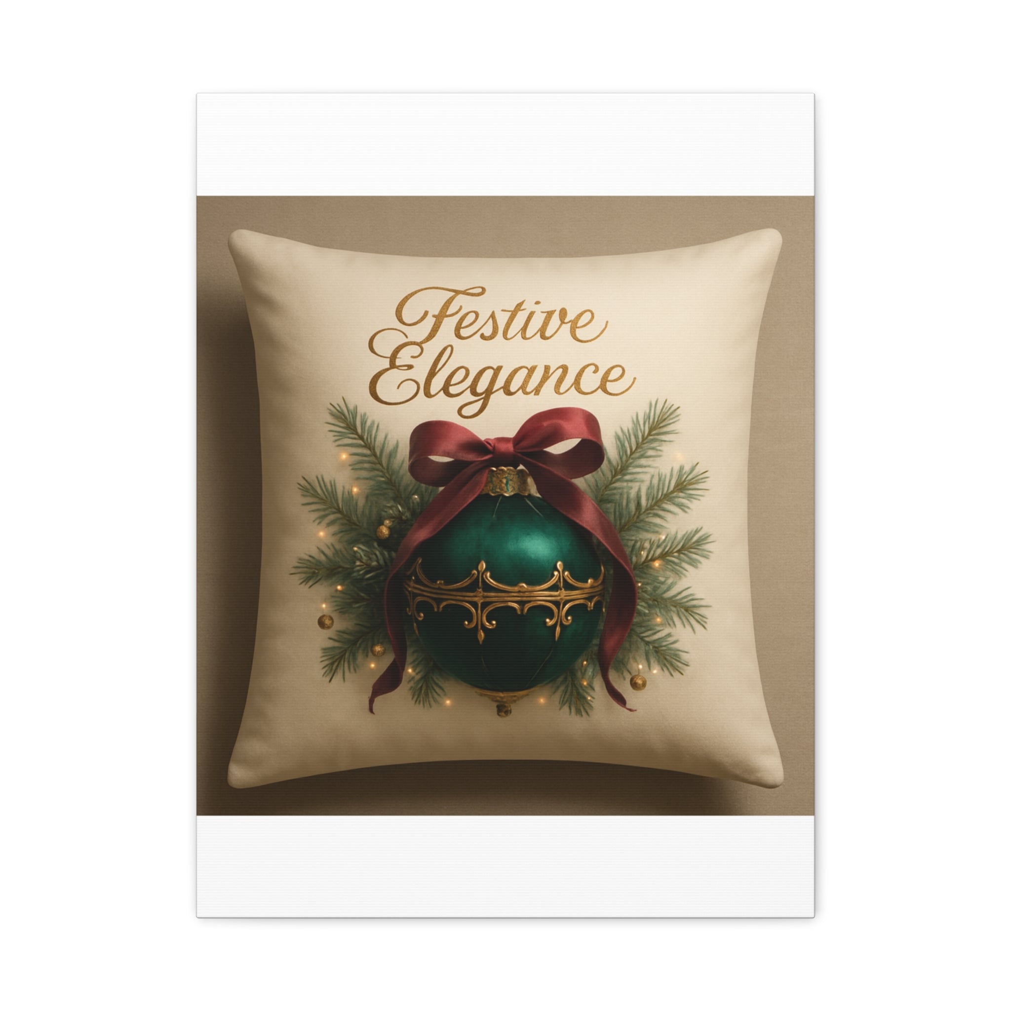 Festive Elegance Christmas Canvas Wall Art — Green Ornament Holiday Decor