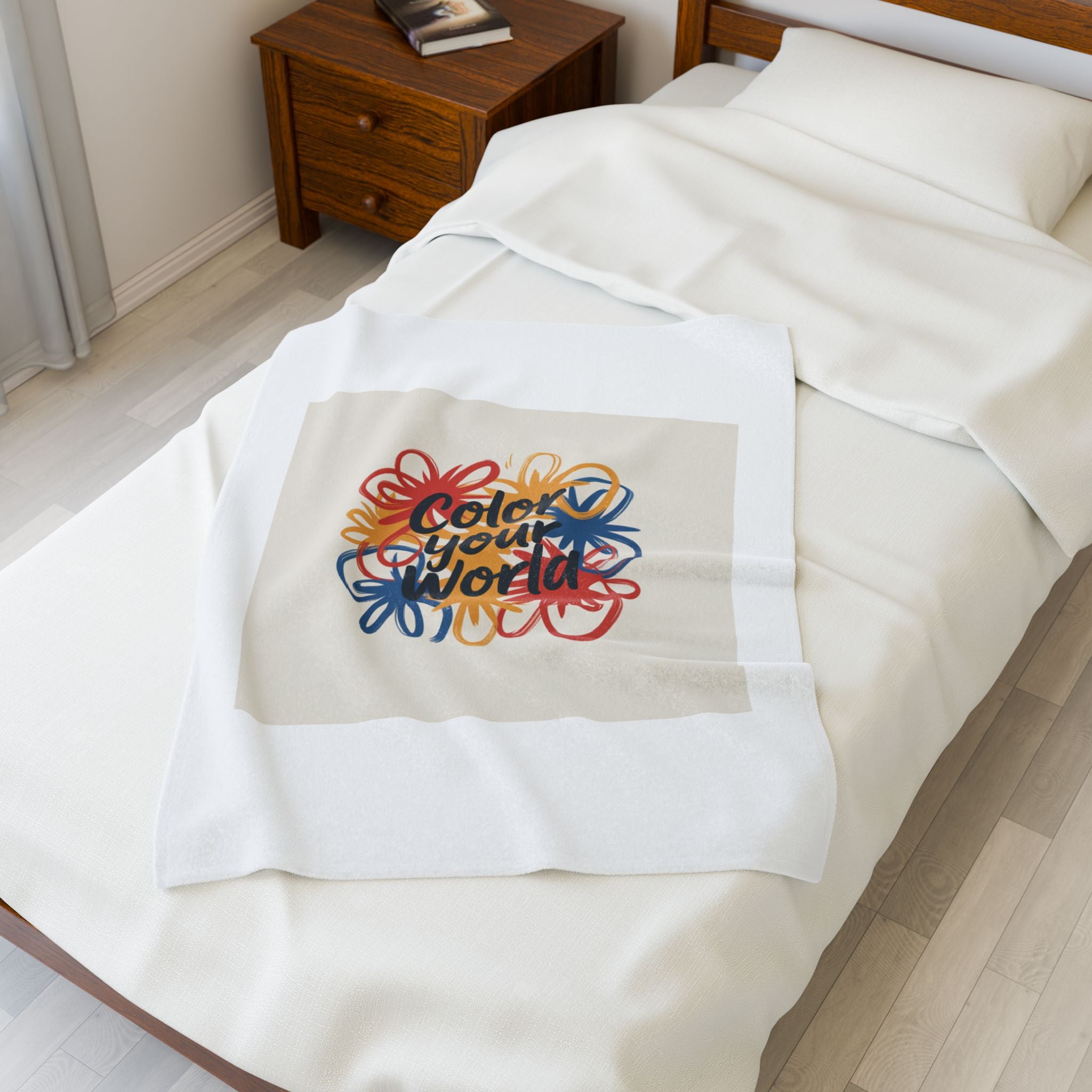 Velveteen Plush Blanket — "Color Your World" Cozy Throw
