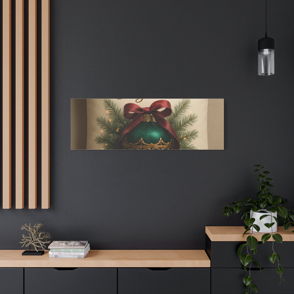 Festive Elegance Christmas Canvas Wall Art — Green Ornament Holiday Decor