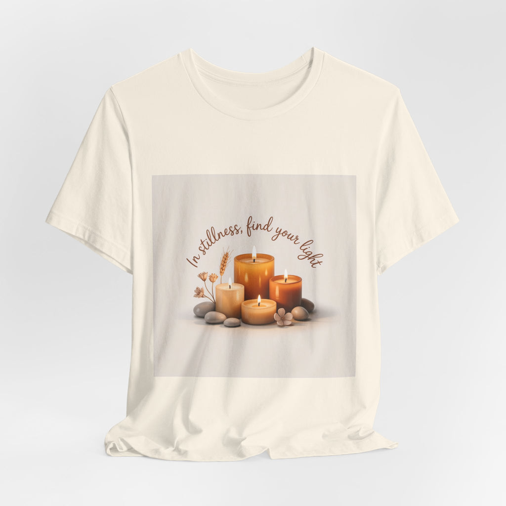 Candles & Calm Tee — "In Stillness, Find Your Light" Relaxation T-Shirt