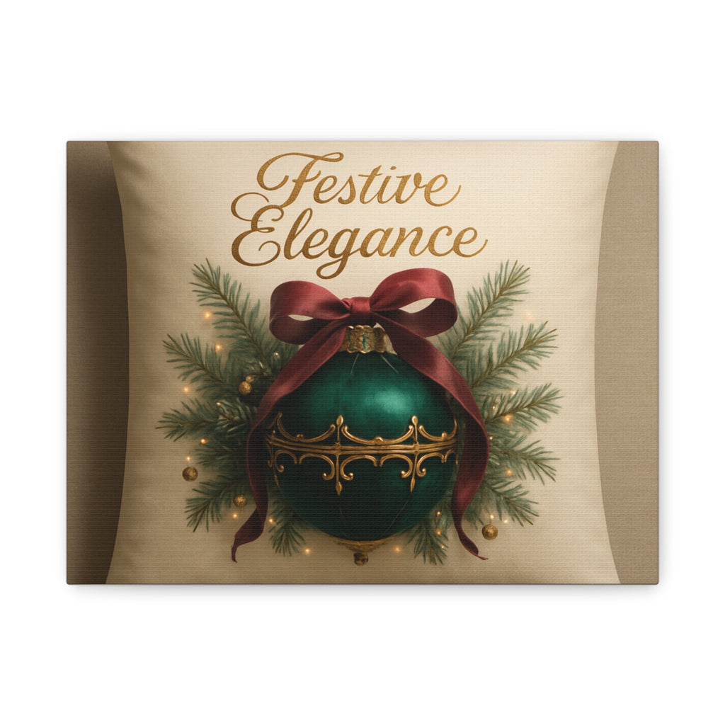 Festive Elegance Christmas Canvas Wall Art — Green Ornament Holiday Decor