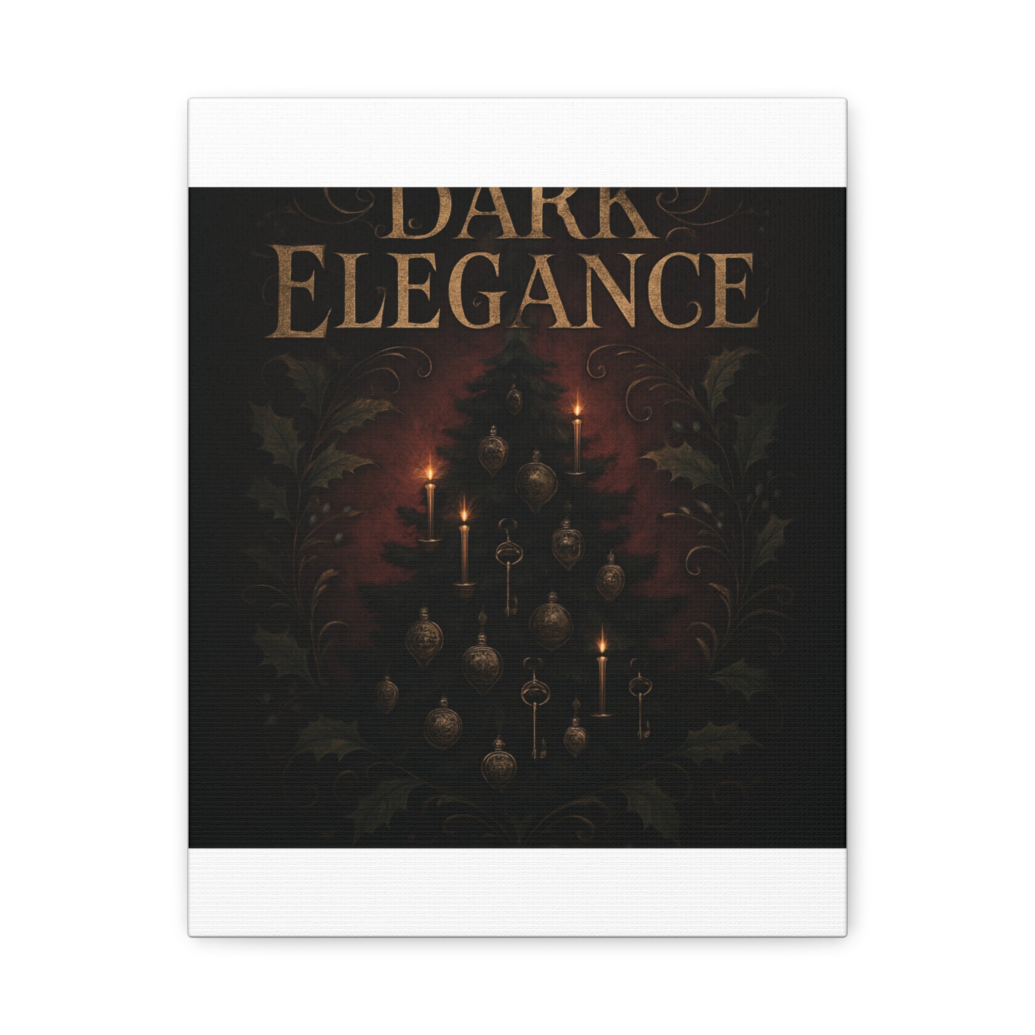 Elegance Christmas Canvas Wall Art — Vintage Candlelit Tree Matte Stretched Print