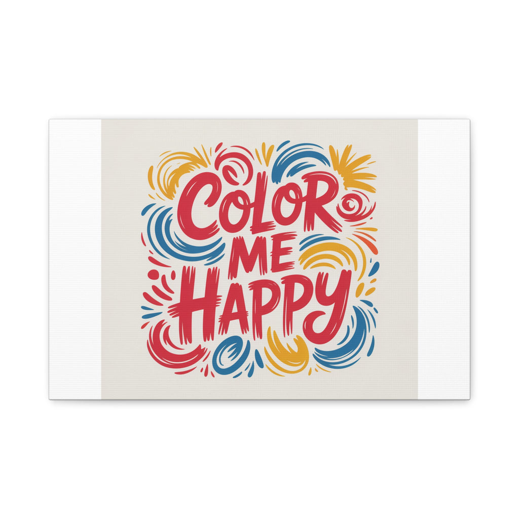 Color Me Happy Canvas Wall Art — Bright Hand-Lettered Inspirational Print