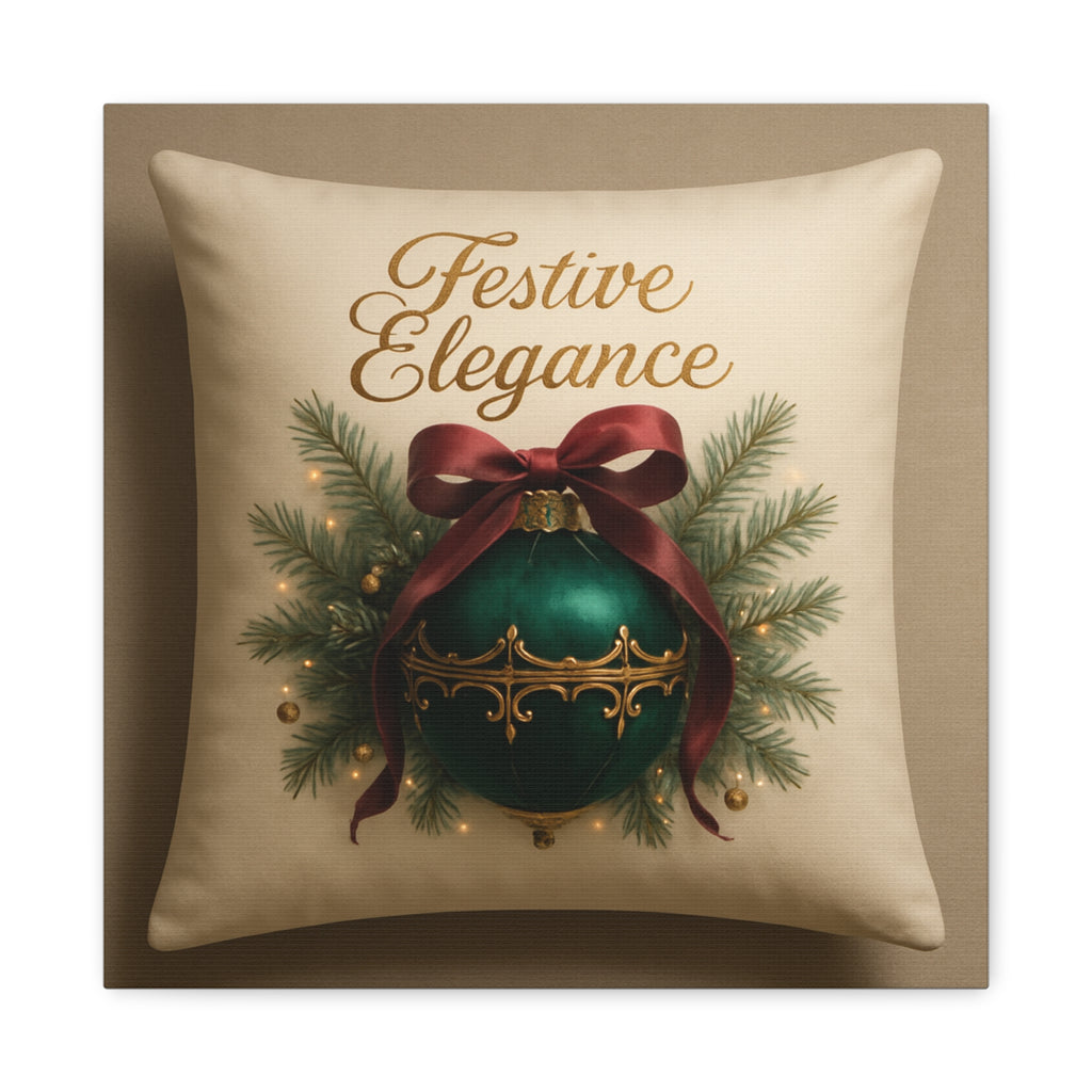 Festive Elegance Christmas Canvas Wall Art — Green Ornament Holiday Decor
