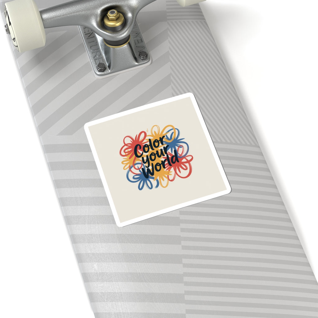 Color Your World Kiss-Cut Sticker — Inspirational Floral Doodle Decal