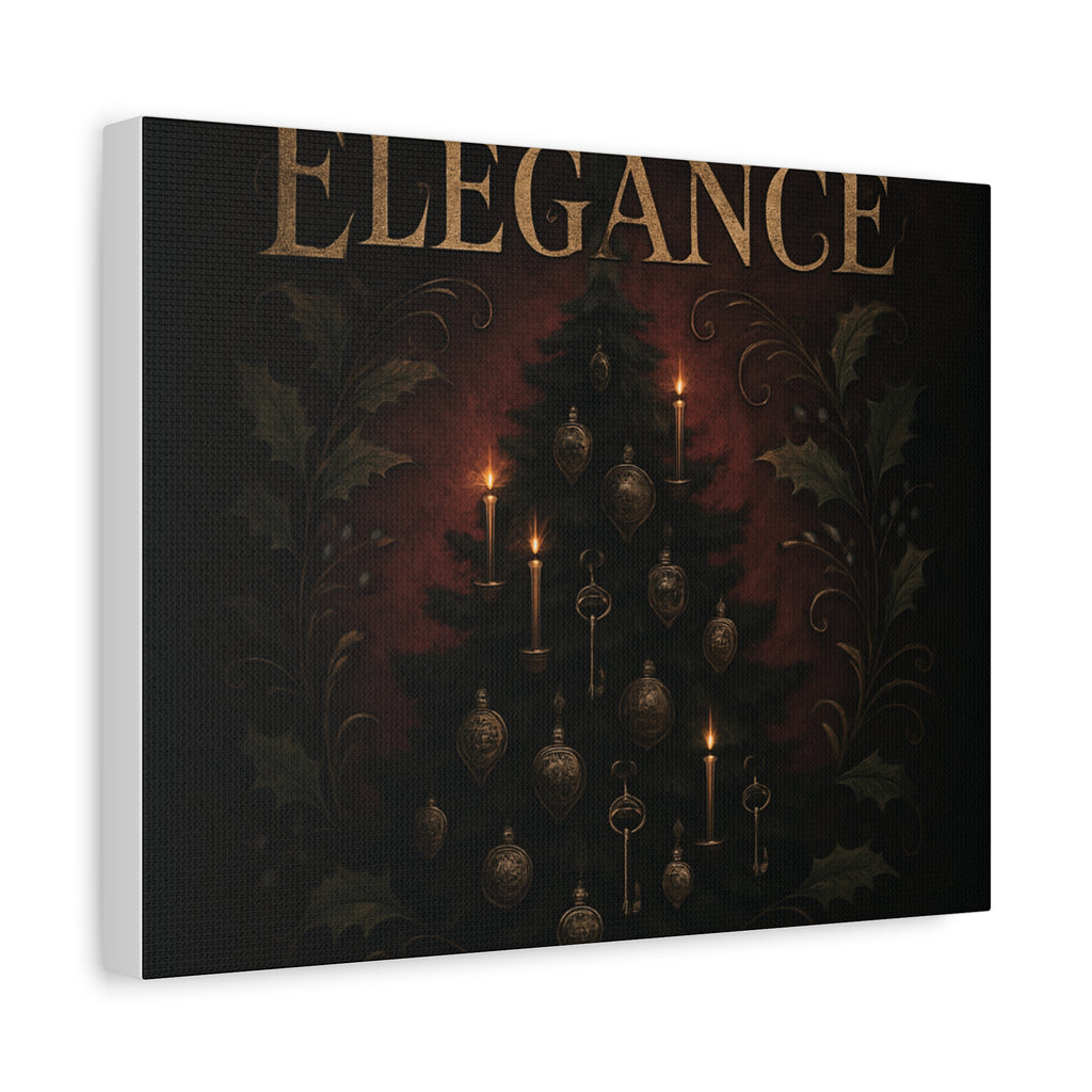 Elegance Christmas Canvas Wall Art — Vintage Candlelit Tree Matte Stretched Print