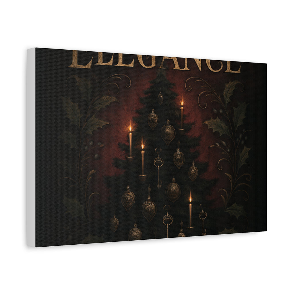 Elegance Christmas Canvas Wall Art — Vintage Candlelit Tree Matte Stretched Print