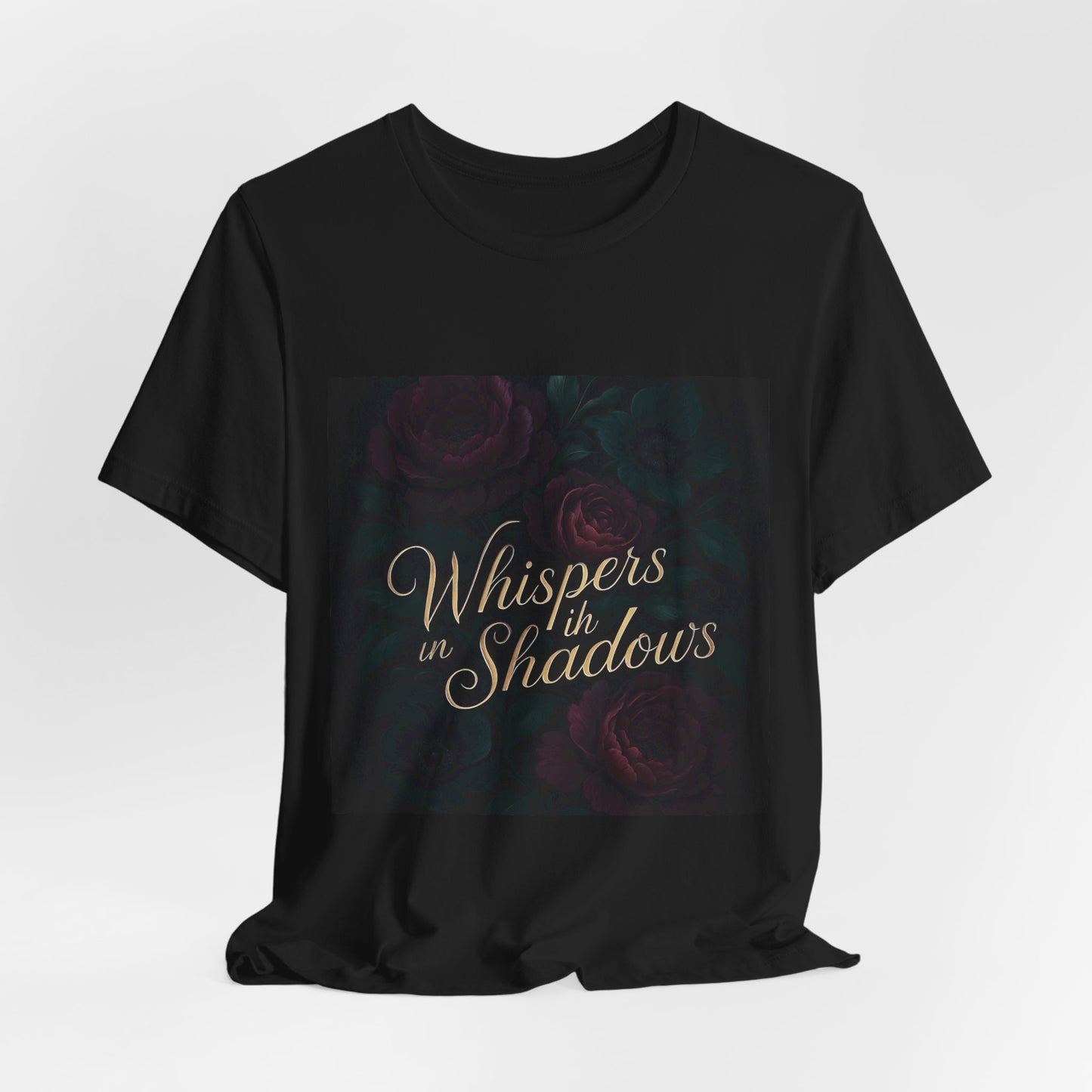 Whispers in the Shadows Graphic Tee — Gothic Floral Bookish Shirt