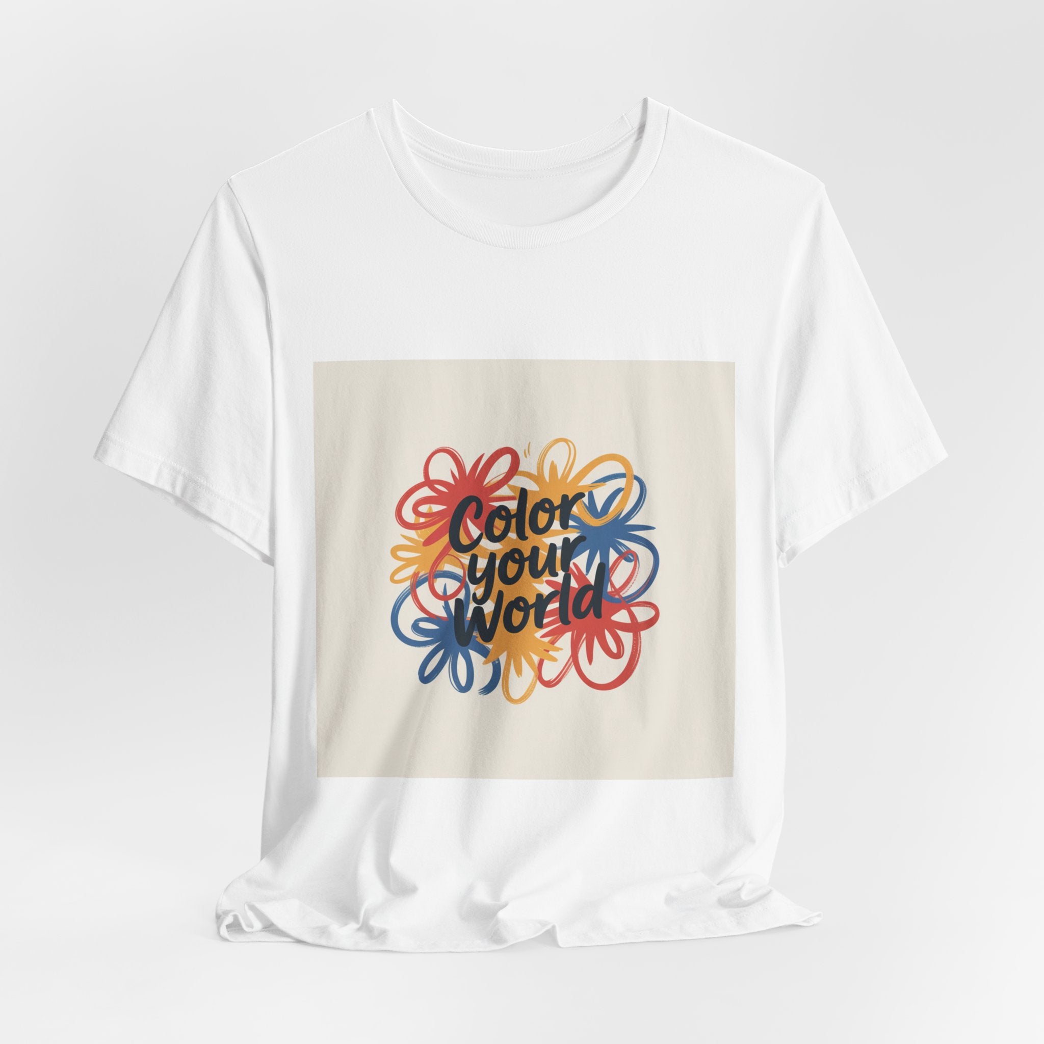 Color Your World Floral Graphic Tee — Positive Inspirational Short Sleeve Shirt