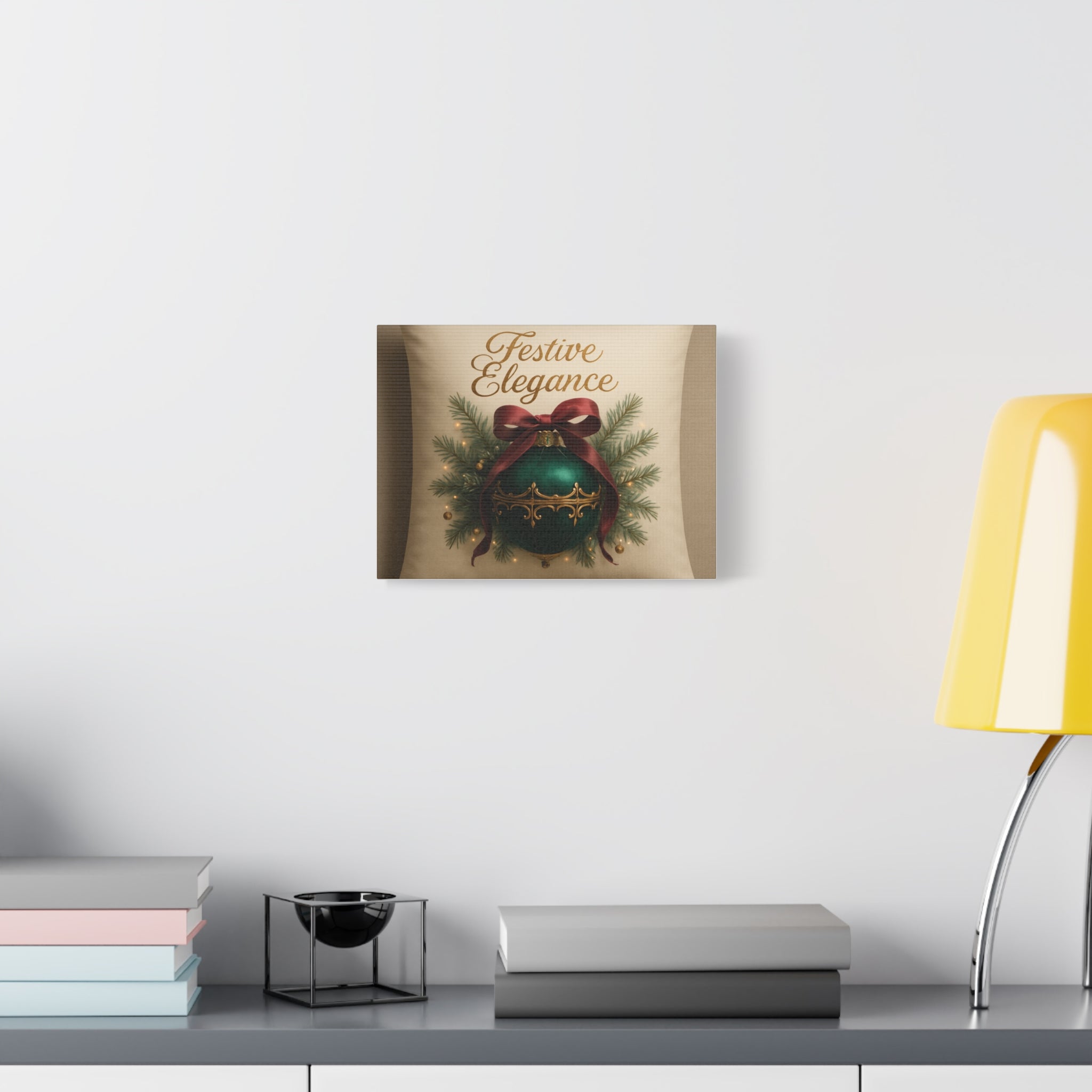 Festive Elegance Christmas Canvas Wall Art — Green Ornament Holiday Decor