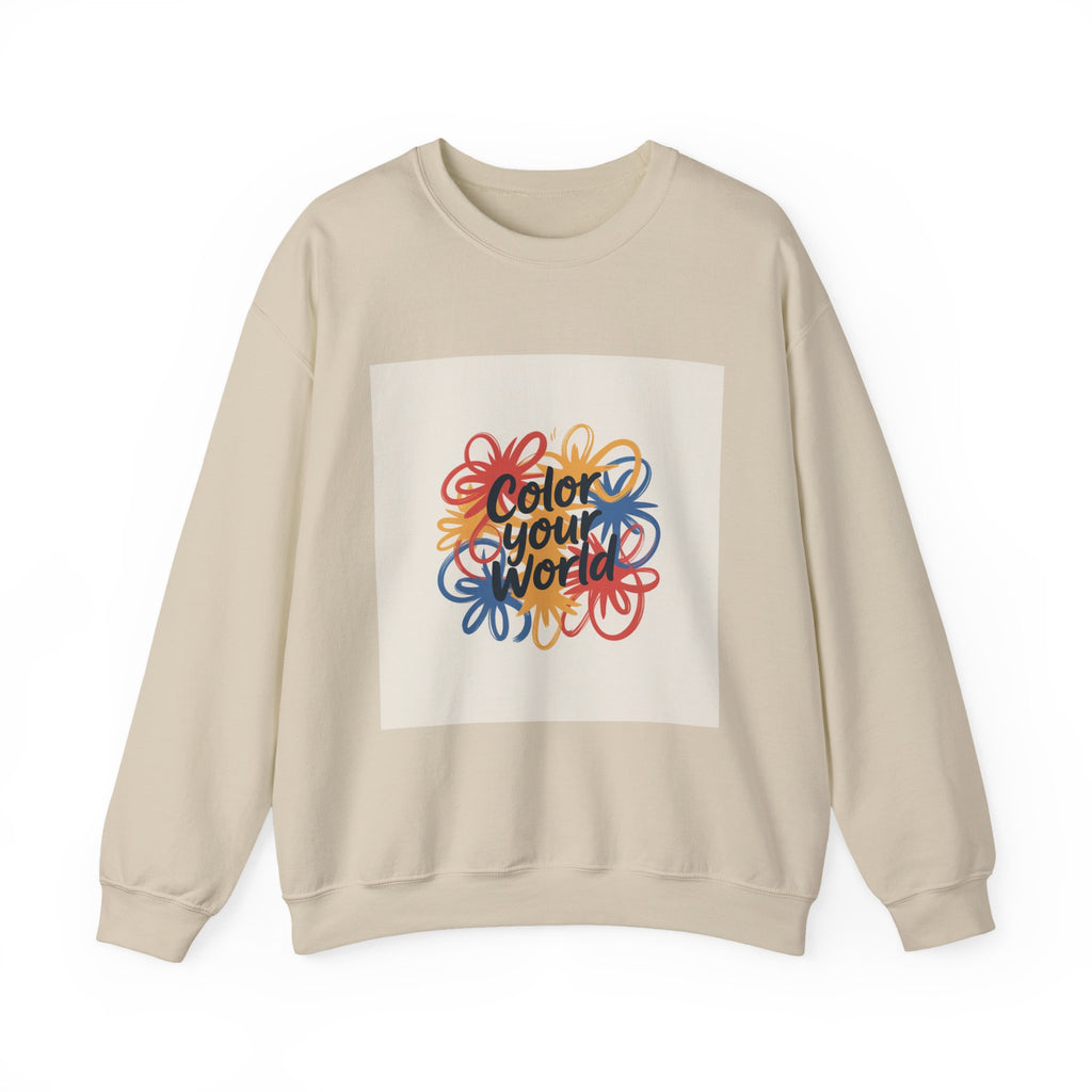 Color Your World Crewneck Sweatshirt — Vibrant Abstract Floral Design