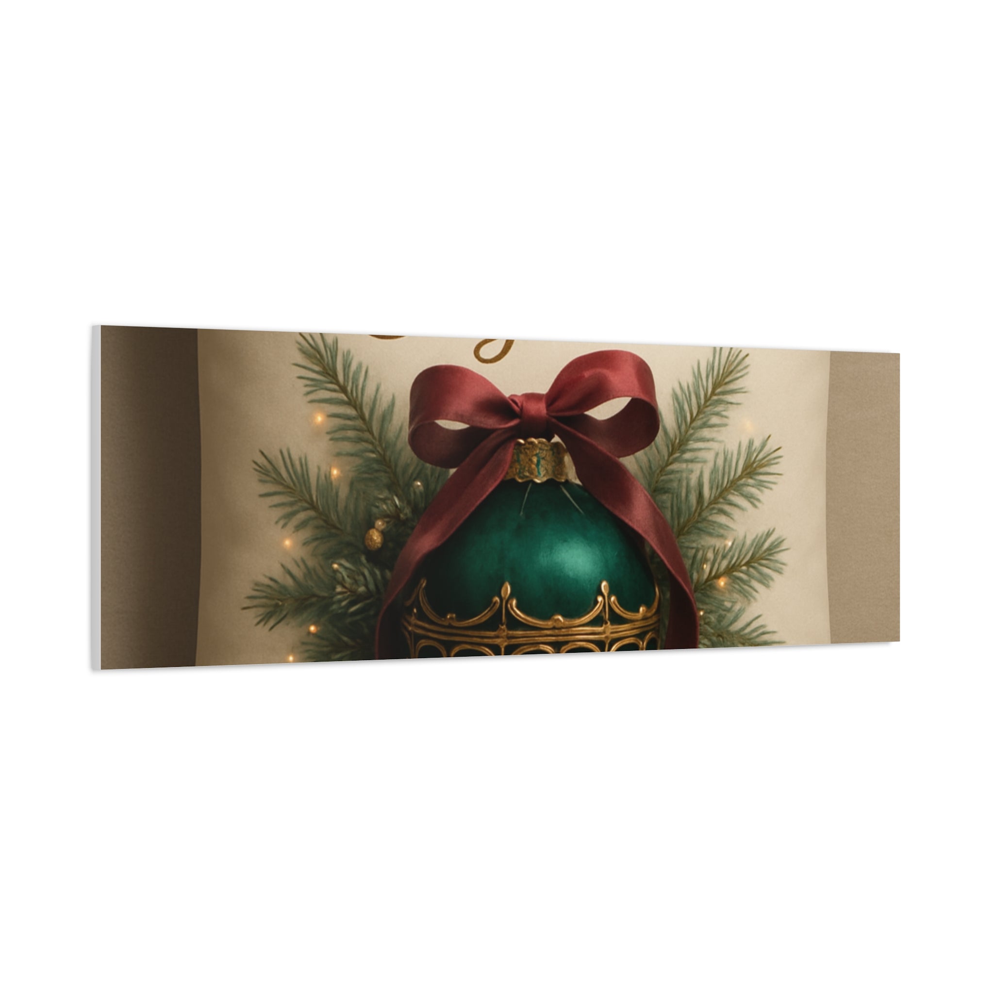 Festive Elegance Christmas Canvas Wall Art — Green Ornament Holiday Decor