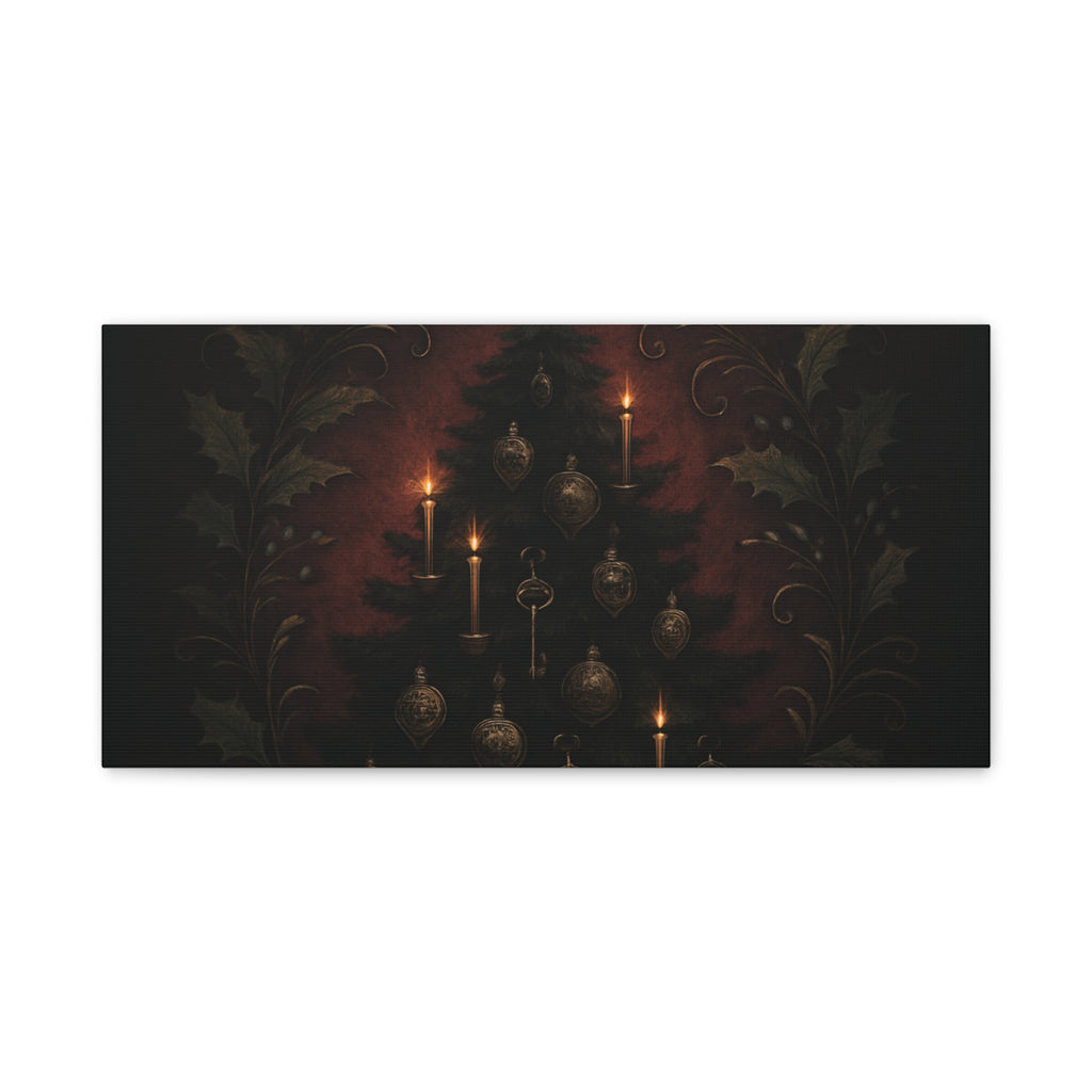 Elegance Christmas Canvas Wall Art — Vintage Candlelit Tree Matte Stretched Print