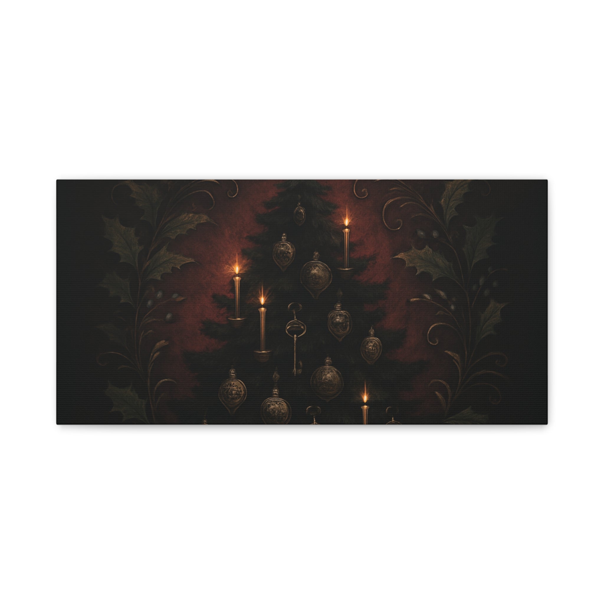 Elegance Christmas Canvas Wall Art — Vintage Candlelit Tree Matte Stretched Print