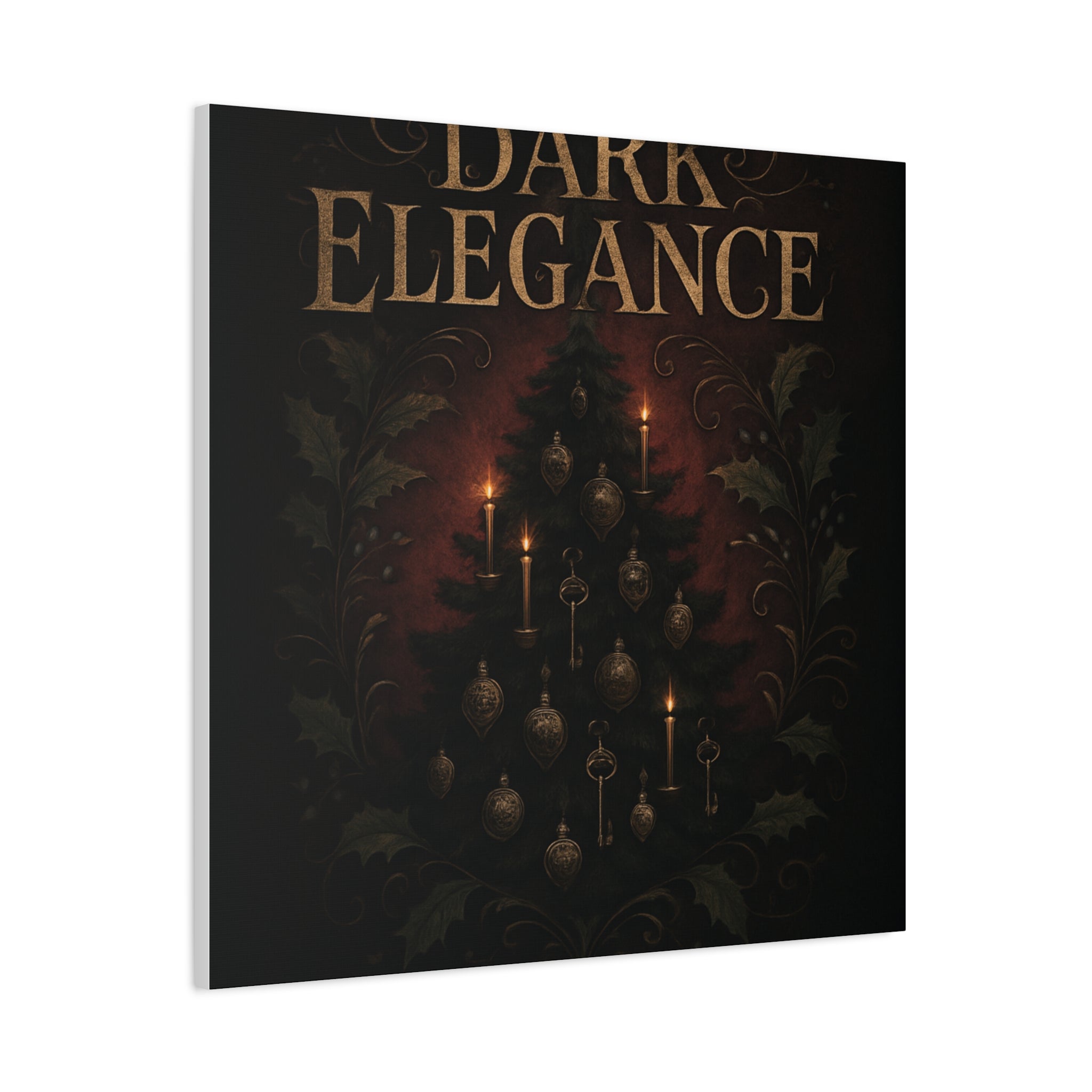 Elegance Christmas Canvas Wall Art — Vintage Candlelit Tree Matte Stretched Print
