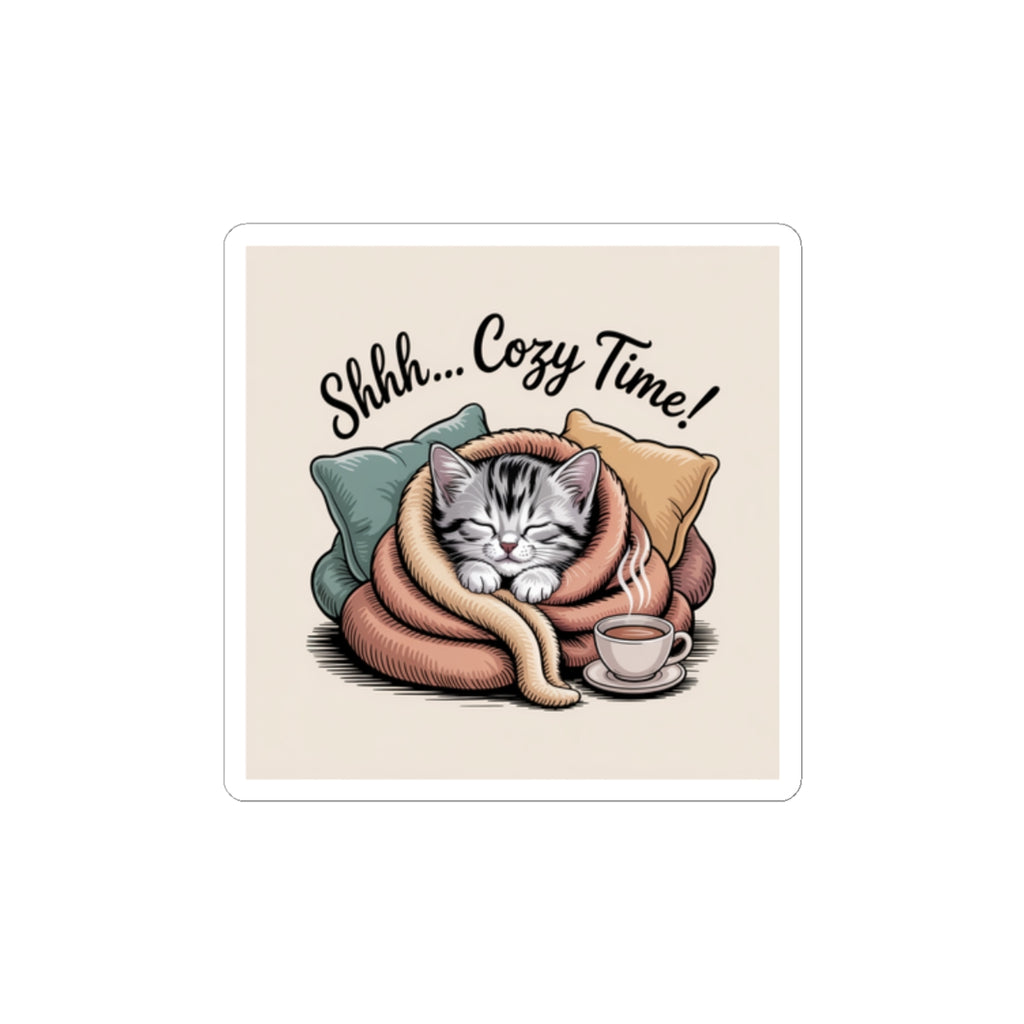Cozy Cat 'Shhh... Cozy Time!' Kiss-Cut Sticker