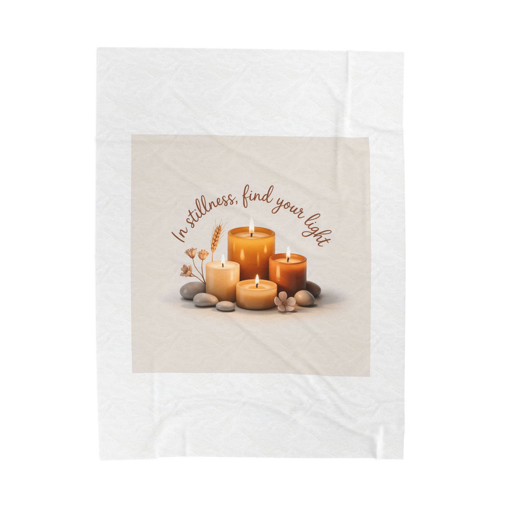Velveteen Plush Blanket — "In Stillness, Find Your Light" Spa Candle Cozy Throw