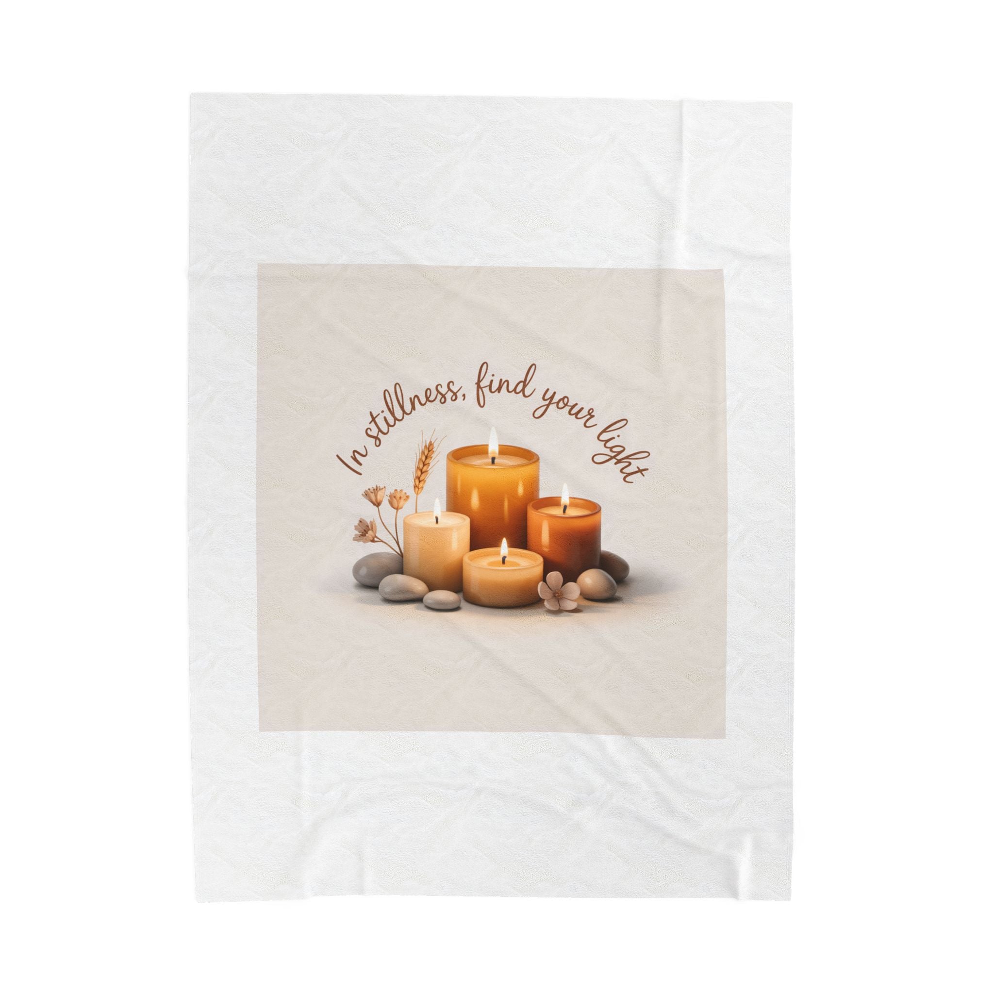 Velveteen Plush Blanket — "In Stillness, Find Your Light" Spa Candle Cozy Throw