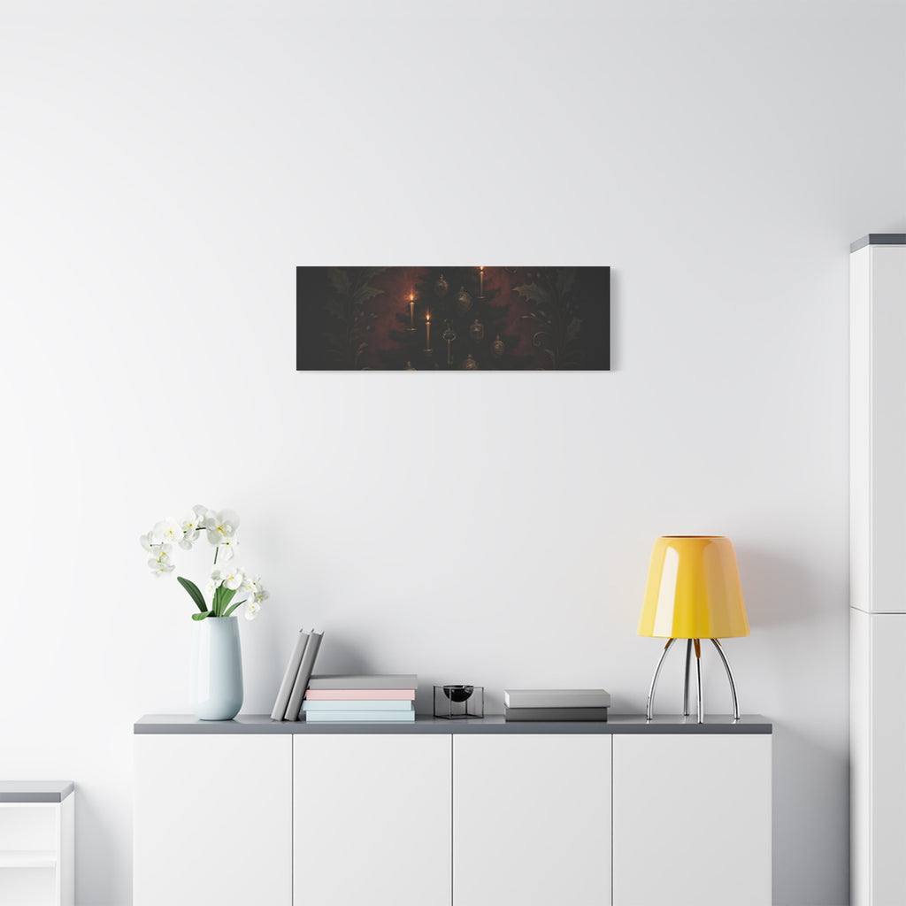 Elegance Christmas Canvas Wall Art — Vintage Candlelit Tree Matte Stretched Print