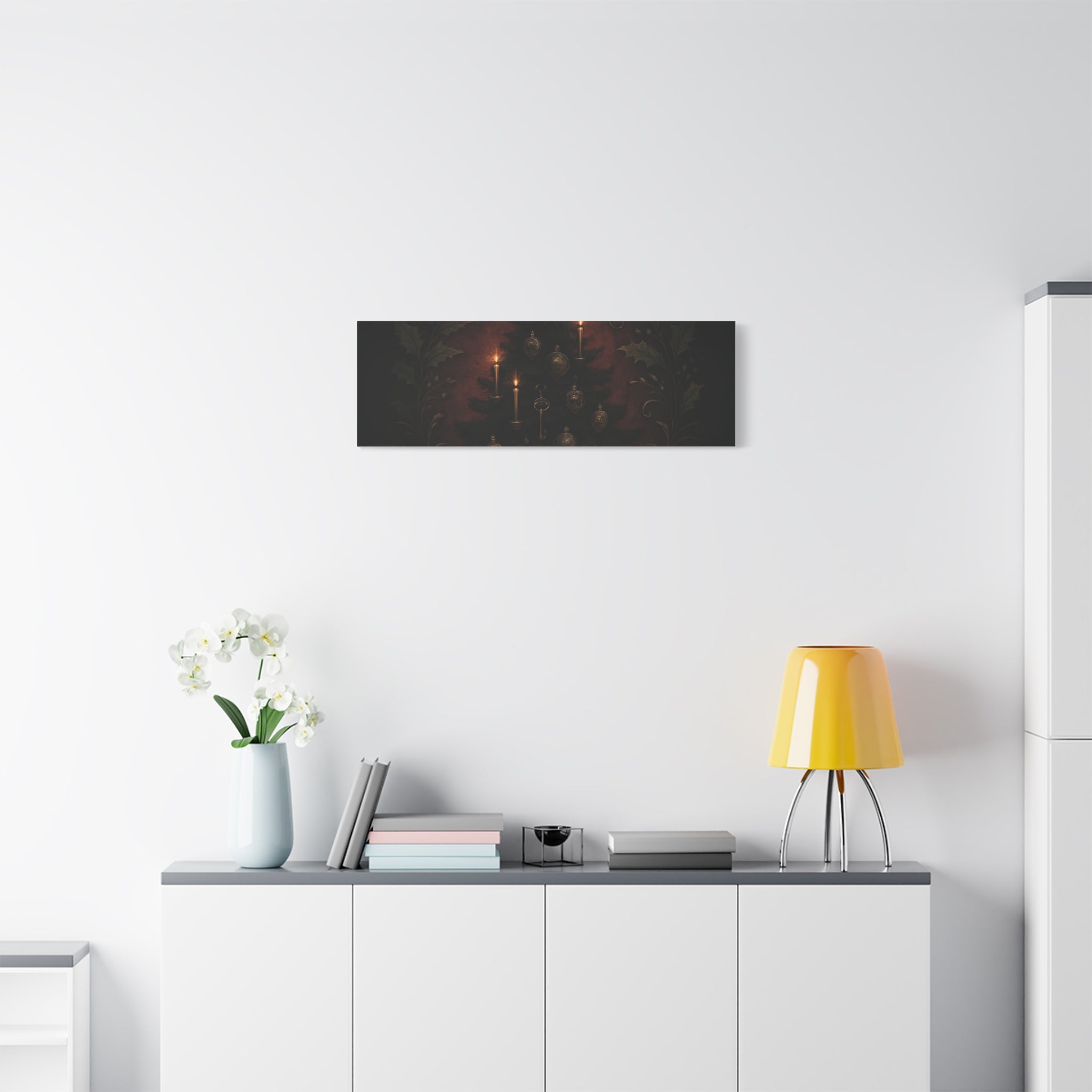 Elegance Christmas Canvas Wall Art — Vintage Candlelit Tree Matte Stretched Print