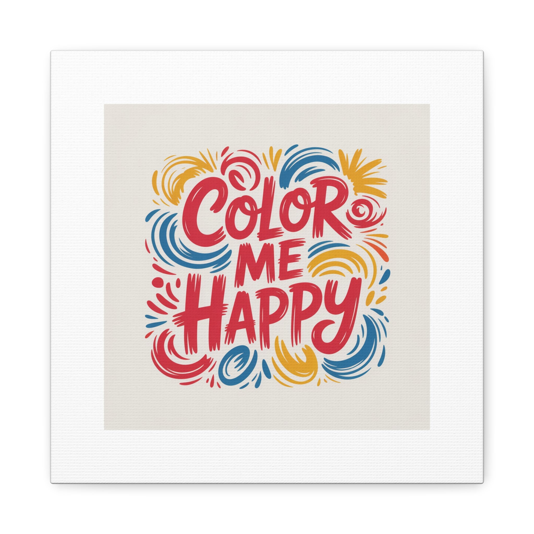 Color Me Happy Canvas Wall Art — Bright Hand-Lettered Inspirational Print