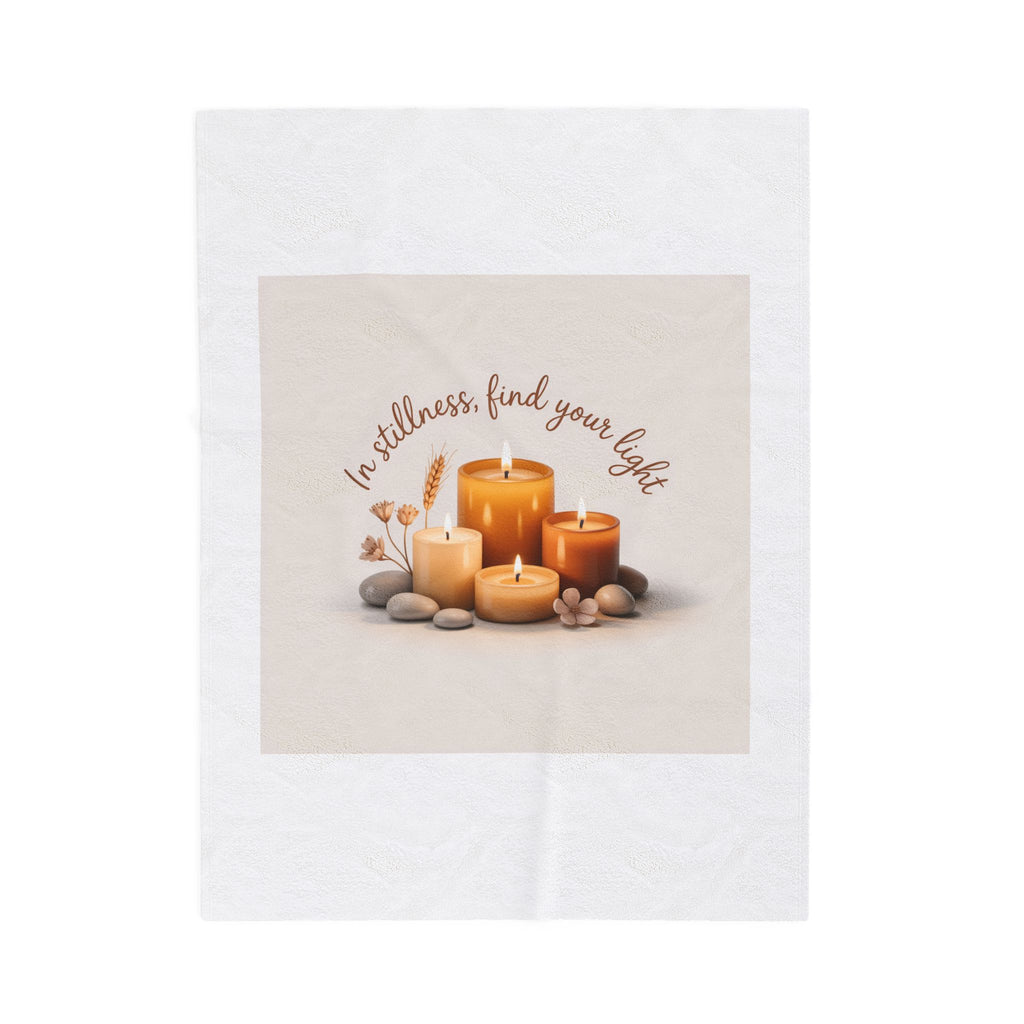 Velveteen Plush Blanket — "In Stillness, Find Your Light" Spa Candle Cozy Throw