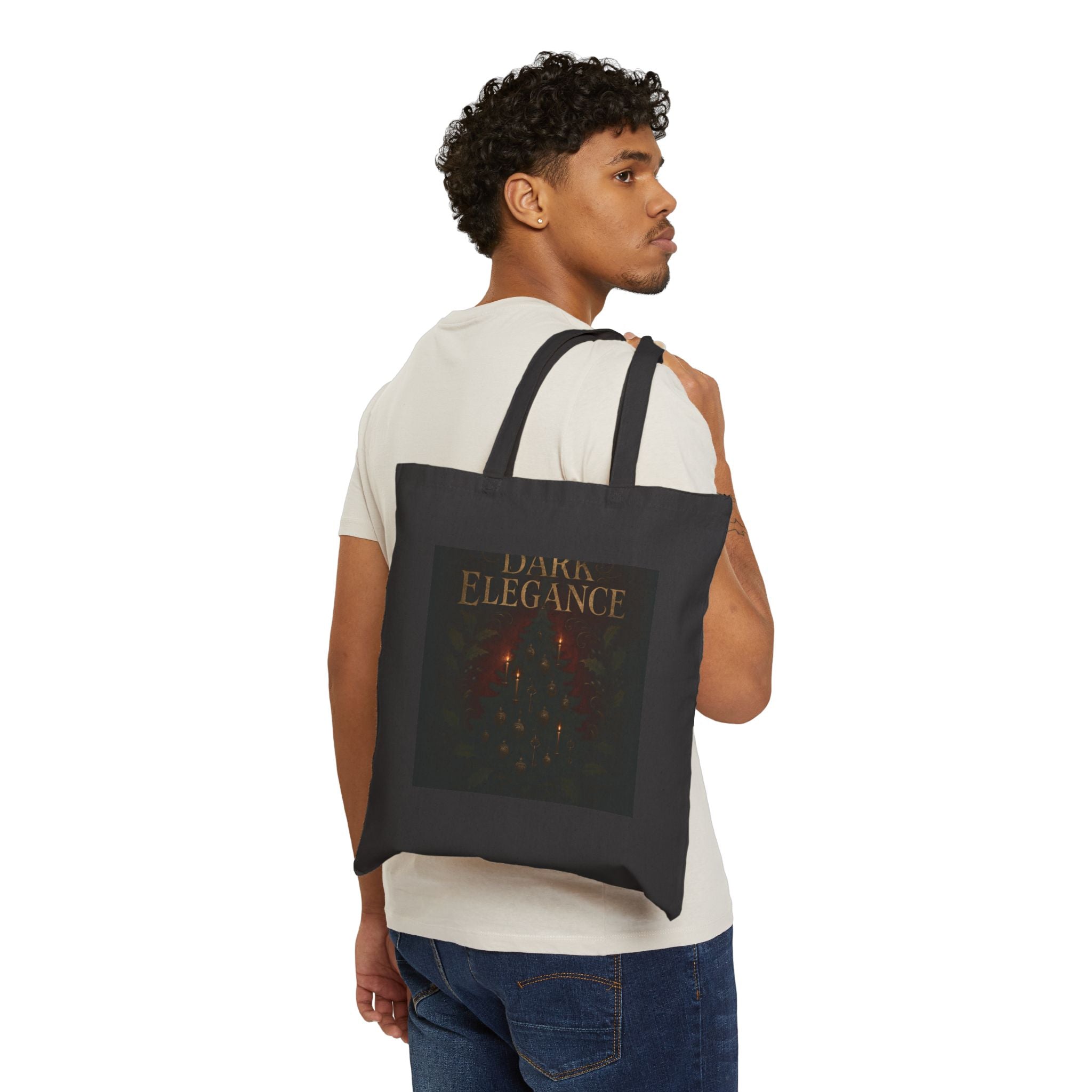 Dark Elegance Cotton Tote Bag — Gothic Candlelight Design