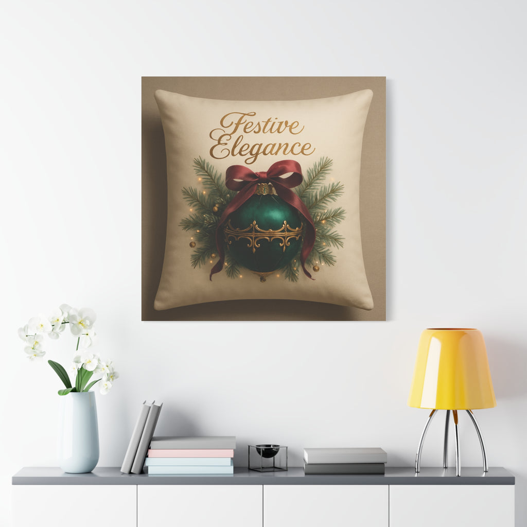 Festive Elegance Christmas Canvas Wall Art — Green Ornament Holiday Decor