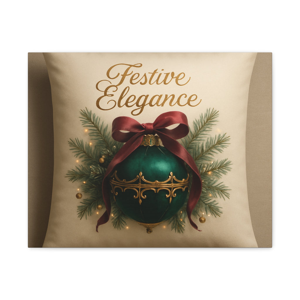 Festive Elegance Christmas Canvas Wall Art — Green Ornament Holiday Decor