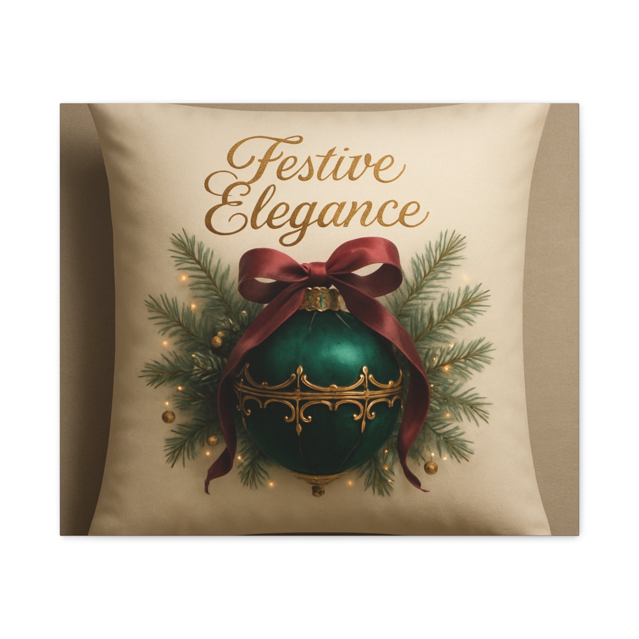 Festive Elegance Christmas Canvas Wall Art — Green Ornament Holiday Decor