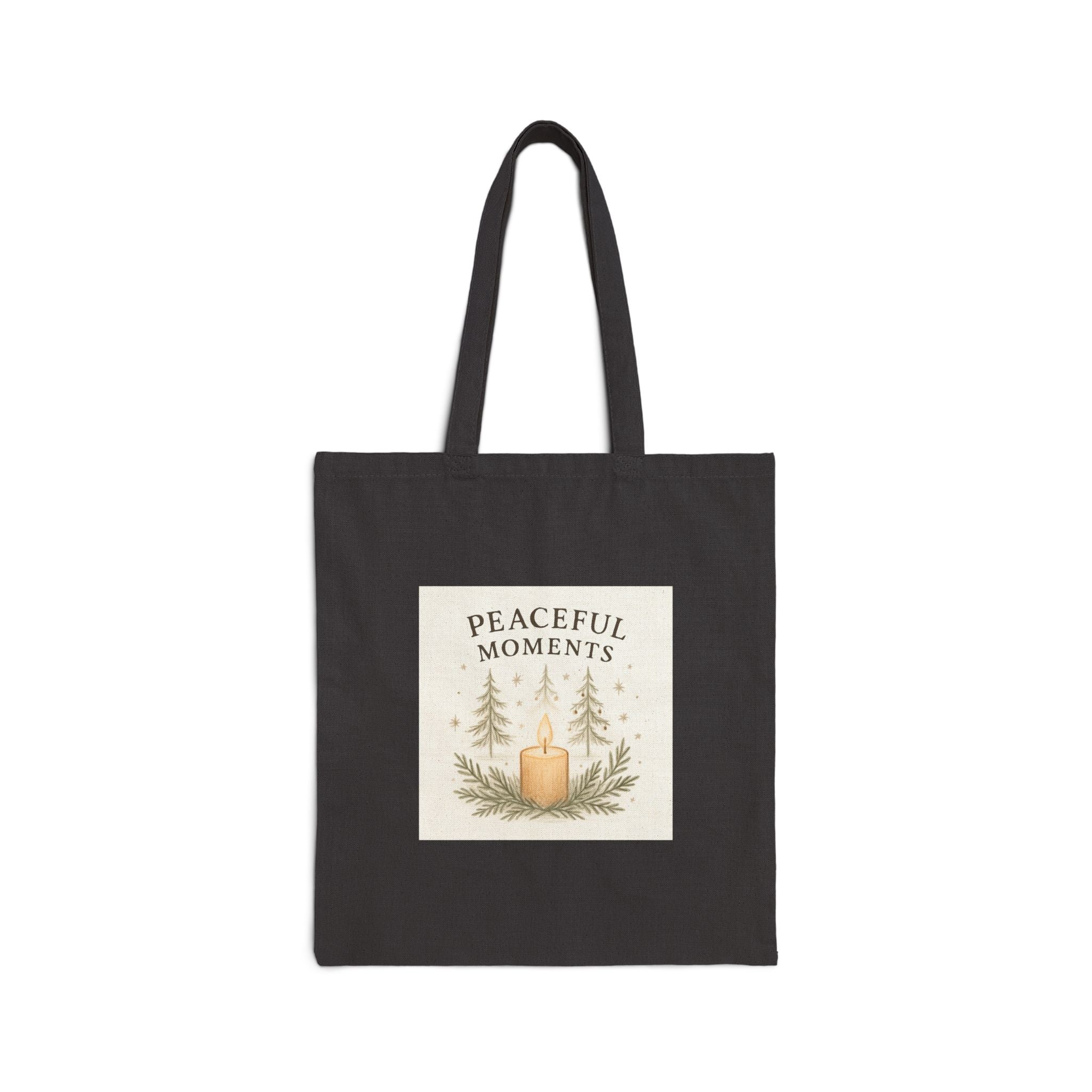 Canvas Tote Bag — Peaceful Moments Candle & Pine Design