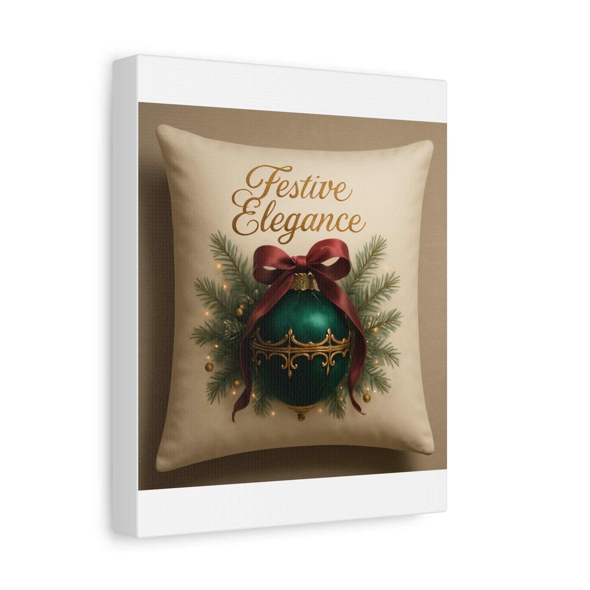 Festive Elegance Christmas Canvas Wall Art — Green Ornament Holiday Decor