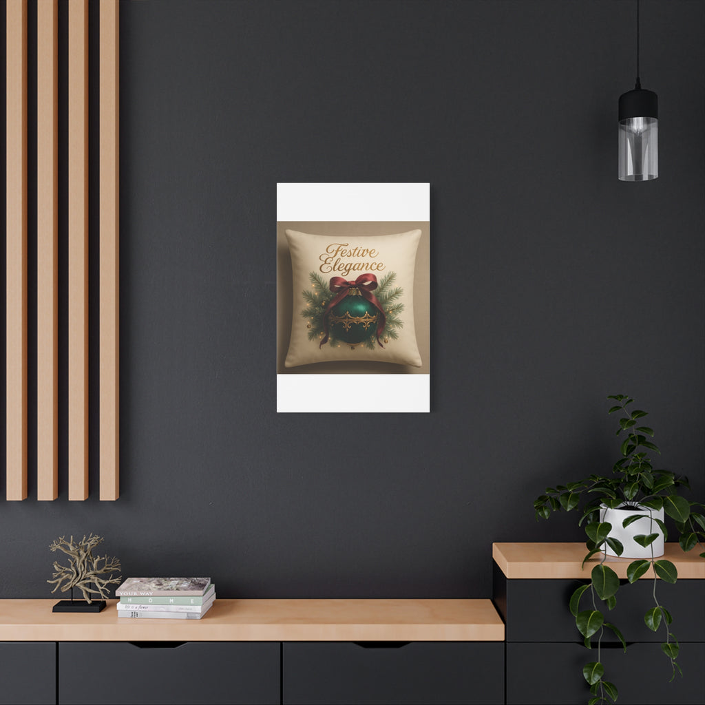 Festive Elegance Christmas Canvas Wall Art — Green Ornament Holiday Decor