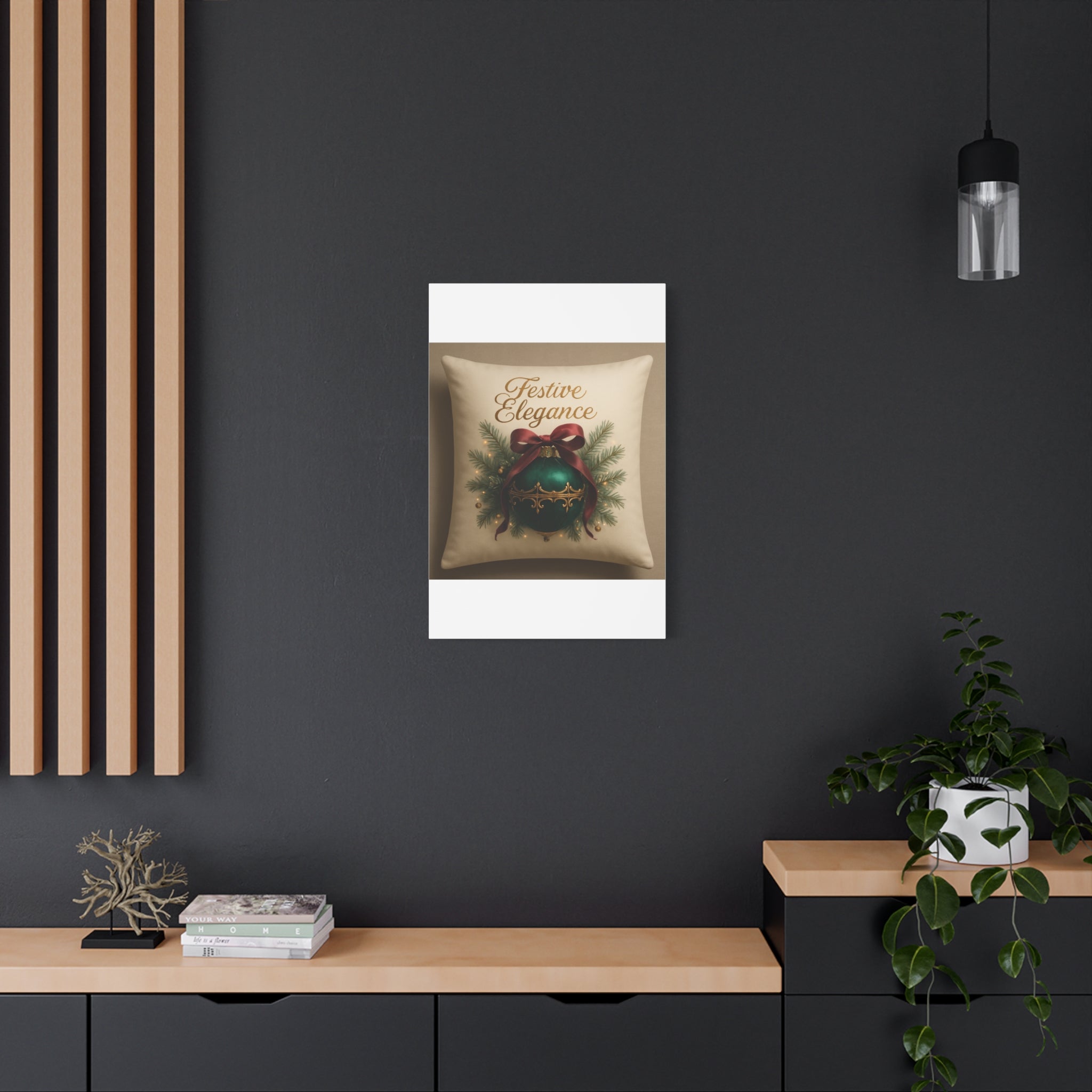 Festive Elegance Christmas Canvas Wall Art — Green Ornament Holiday Decor