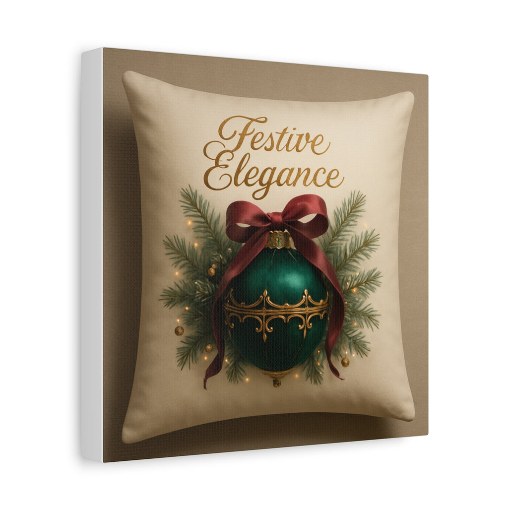Festive Elegance Christmas Canvas Wall Art — Green Ornament Holiday Decor