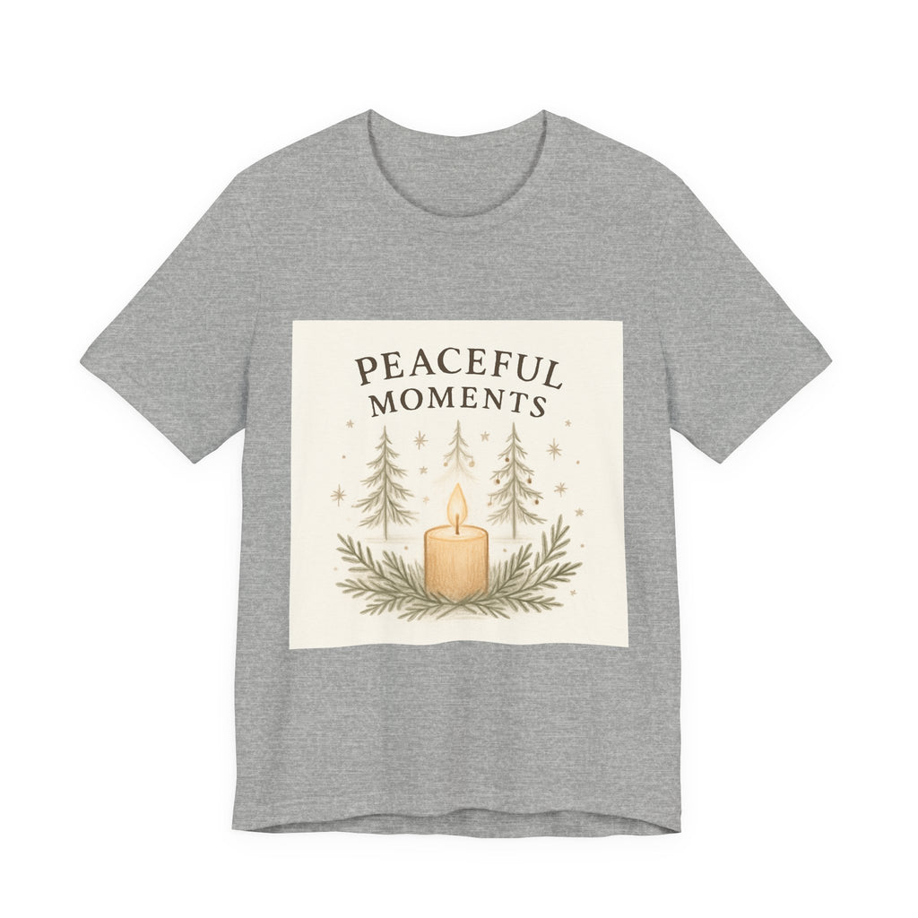Peaceful Moments Candle Tee – Forest Pines Holiday Graphic T-Shirt