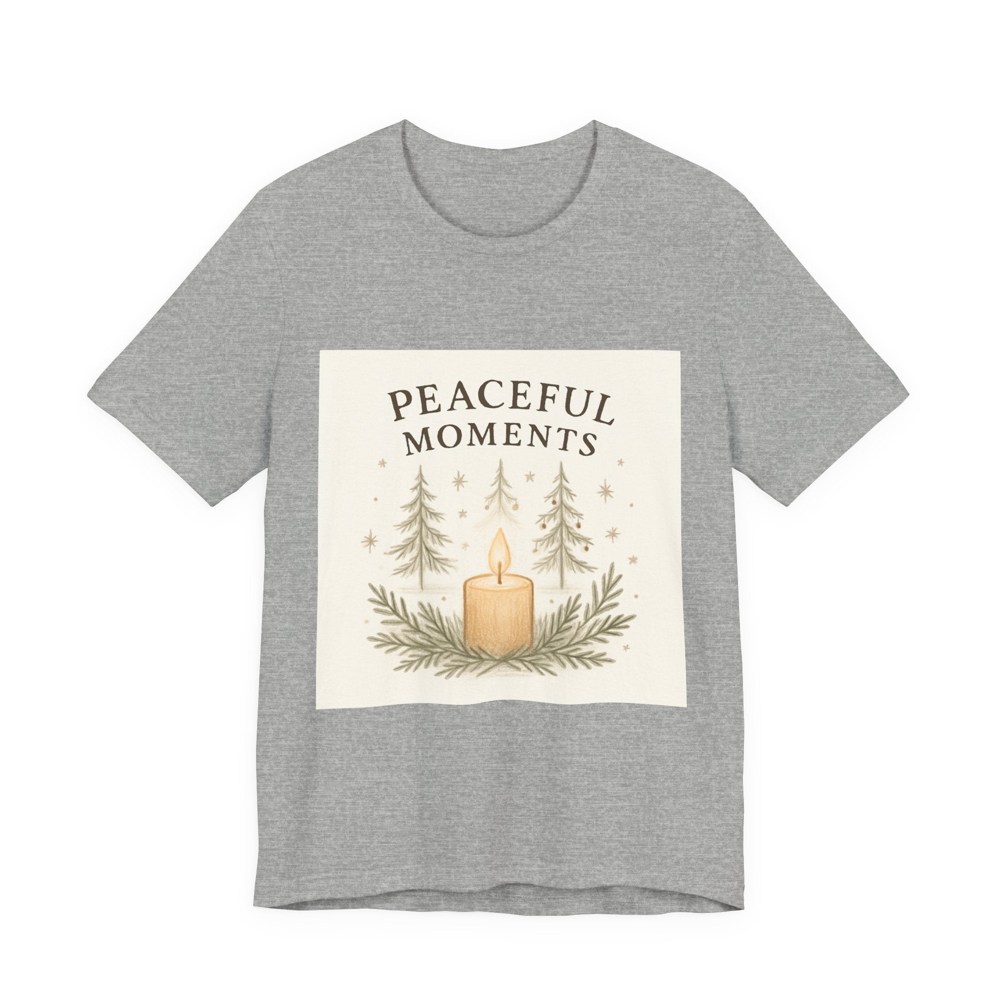 Peaceful Moments Candle Tee – Forest Pines Holiday Graphic T-Shirt