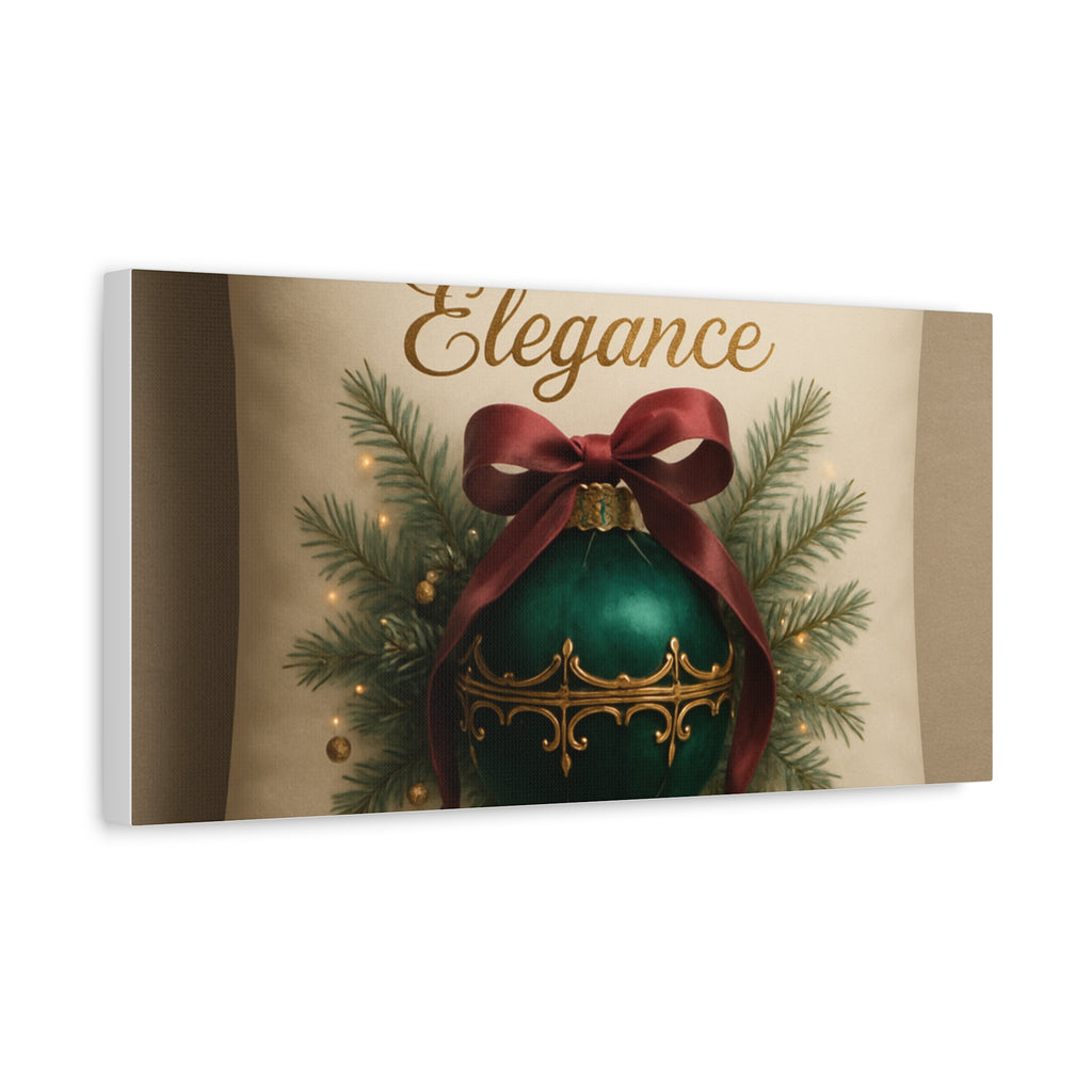 Festive Elegance Christmas Canvas Wall Art — Green Ornament Holiday Decor
