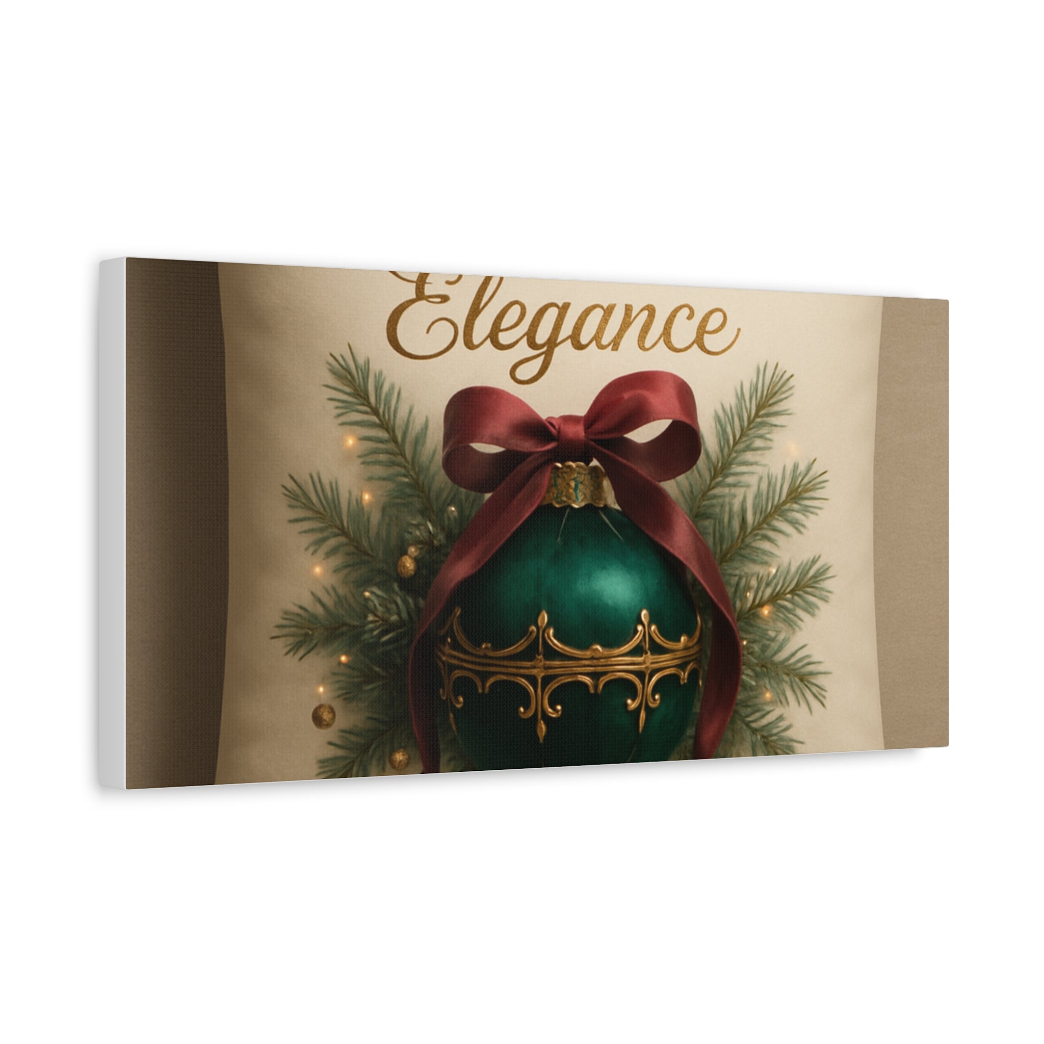 Festive Elegance Christmas Canvas Wall Art — Green Ornament Holiday Decor