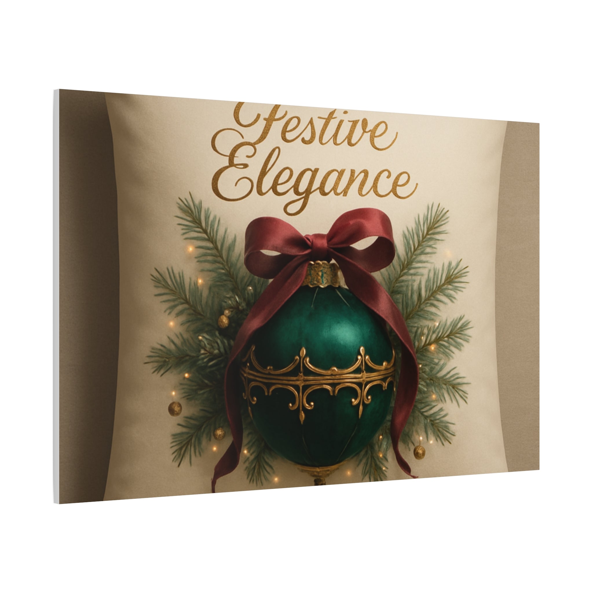 Festive Elegance Christmas Canvas Wall Art — Green Ornament Holiday Decor