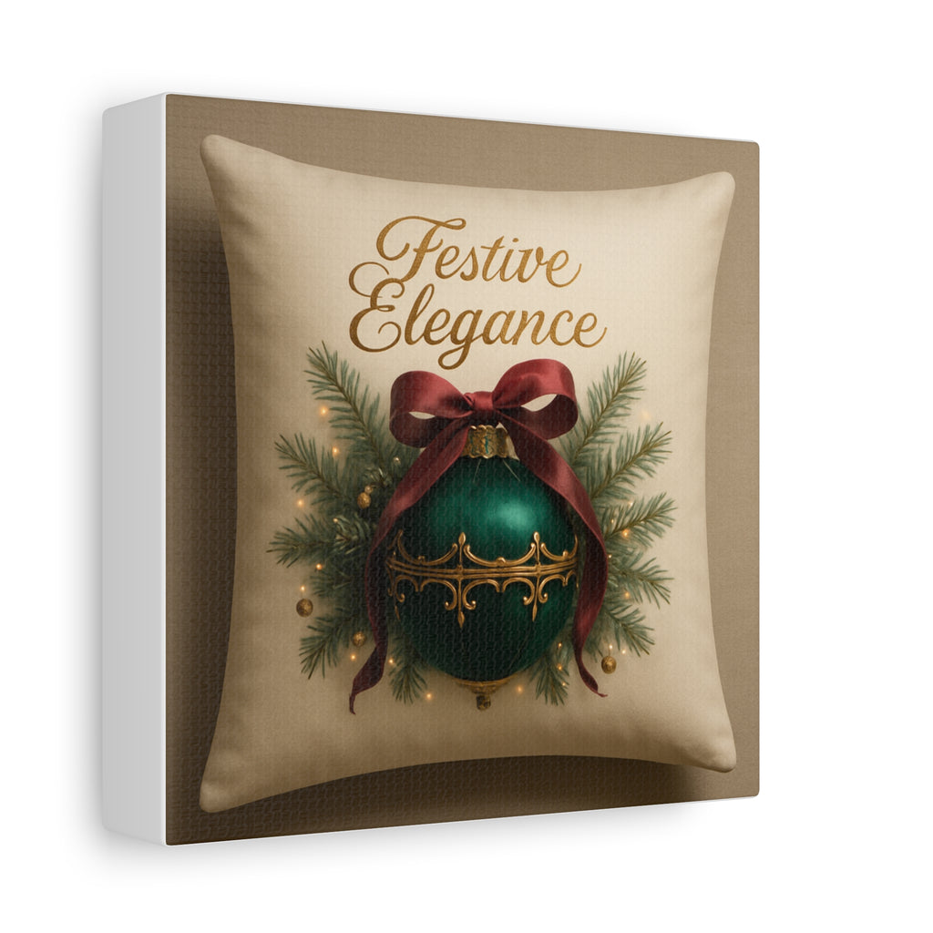Festive Elegance Christmas Canvas Wall Art — Green Ornament Holiday Decor
