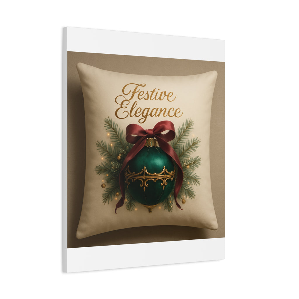 Festive Elegance Christmas Canvas Wall Art — Green Ornament Holiday Decor